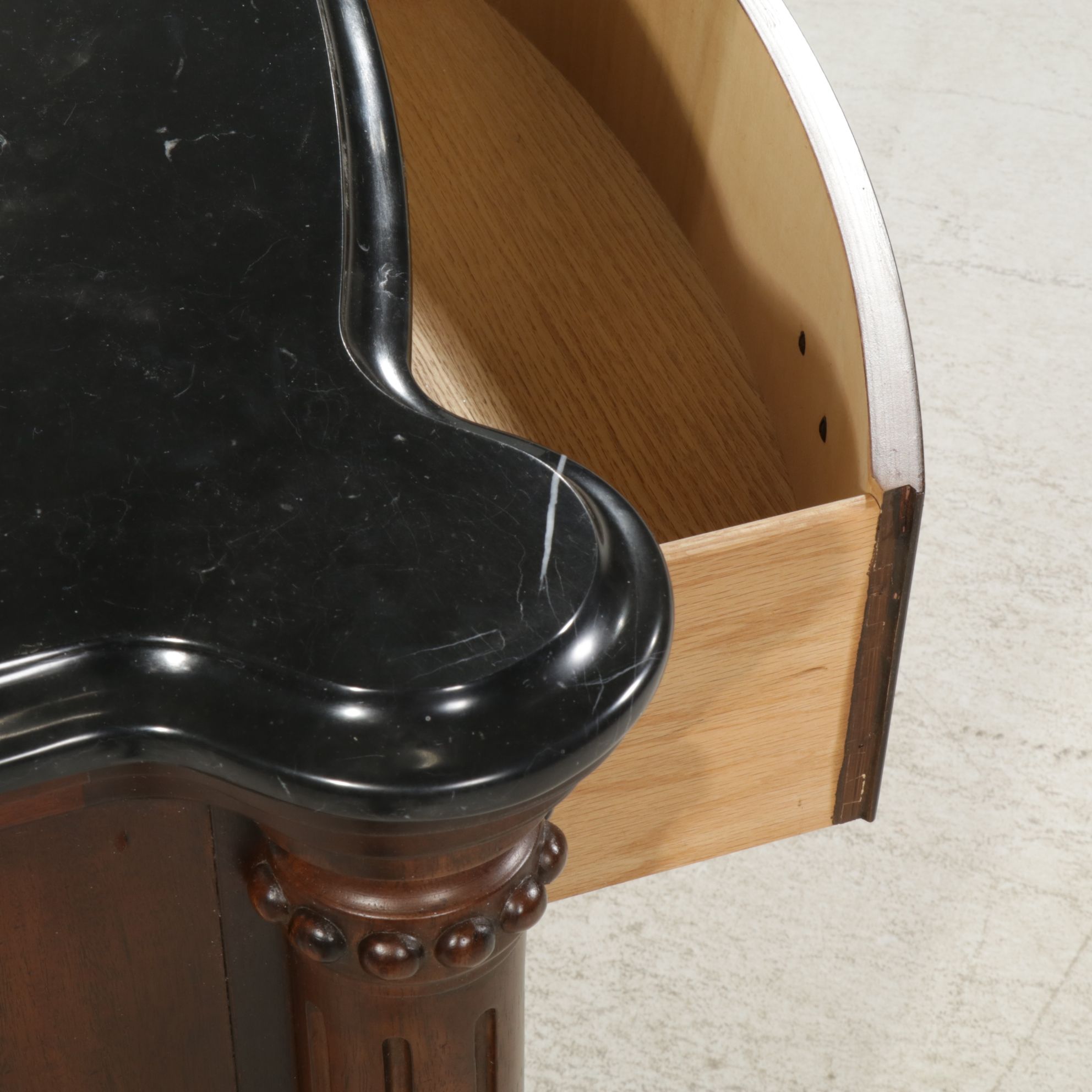 Bernhardt Furniture Neoclassical Style Marble-Top Mahogany Bow Front Commode