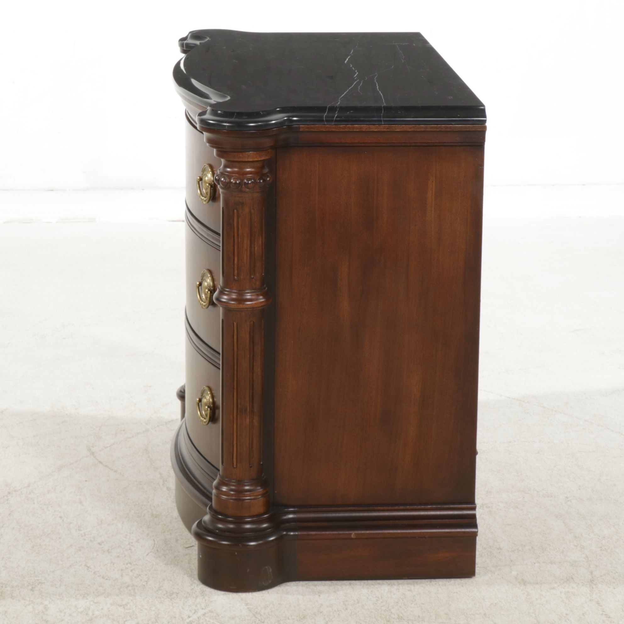 Bernhardt Furniture Neoclassical Style Marble-Top Mahogany Bow Front Commode