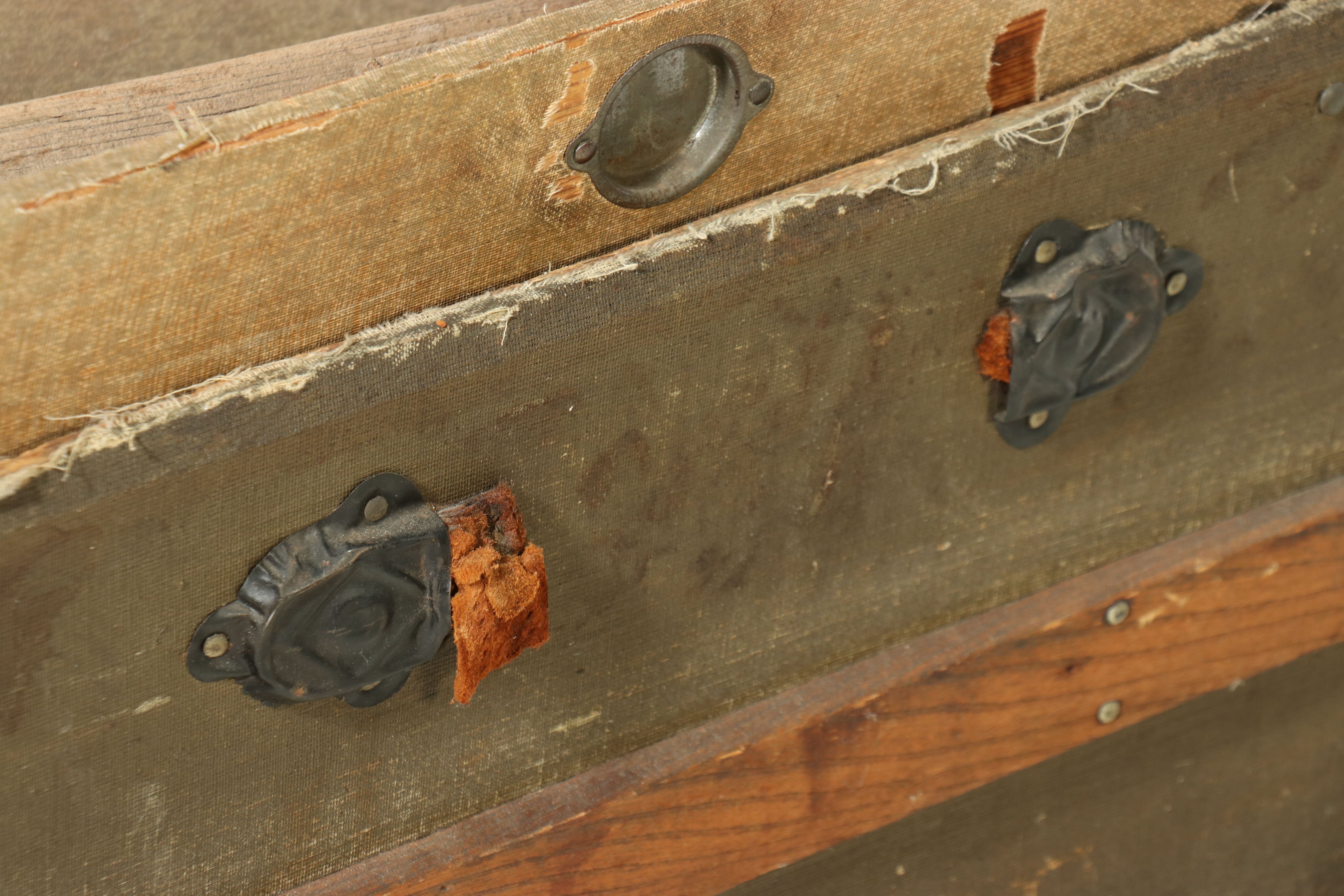 Late Victorian Canvas and Wood Slat Steamer Trunk, Late 19th Century