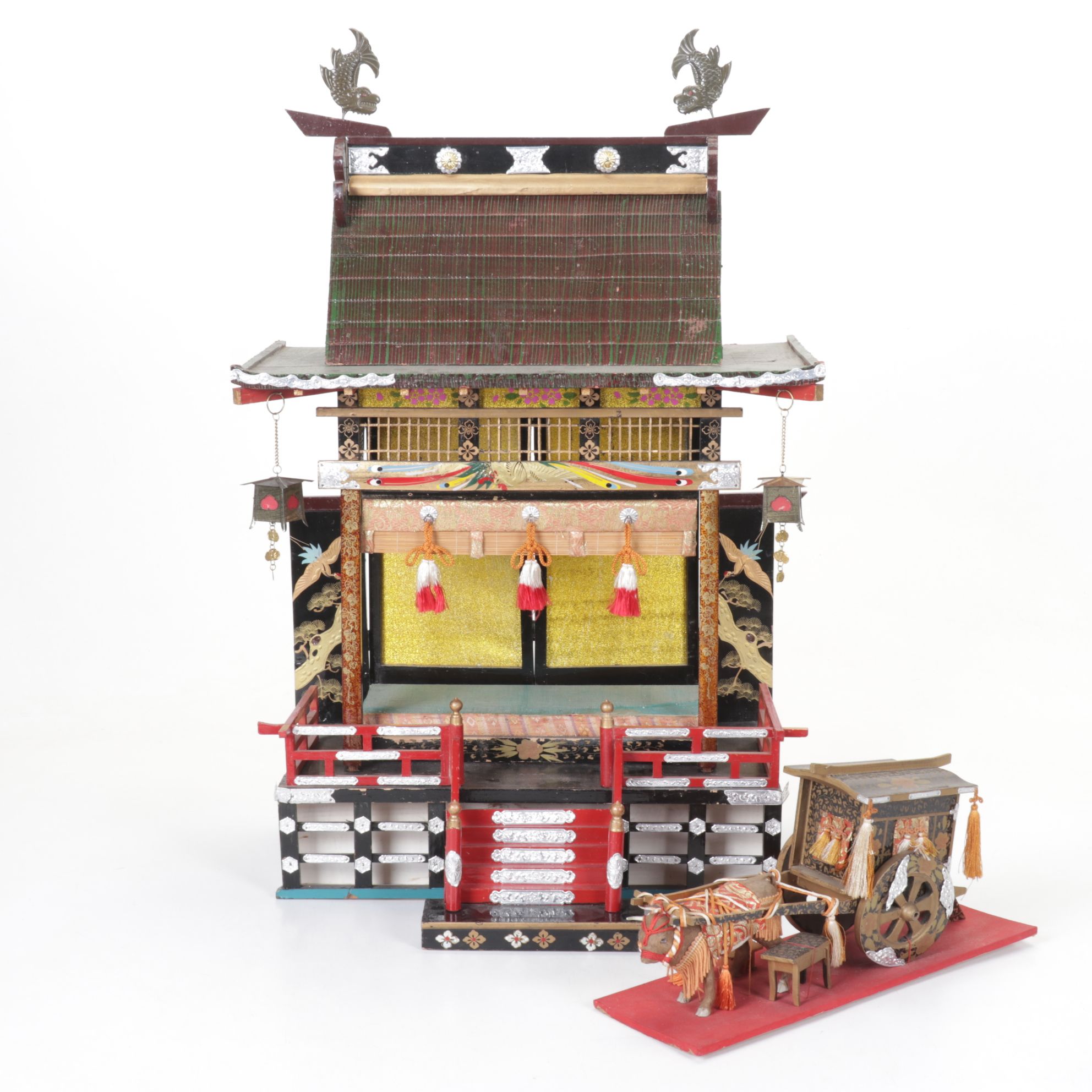 Japanese Hina Doll Stage with Ox and Ox Cart, Mid to Late 20th Century