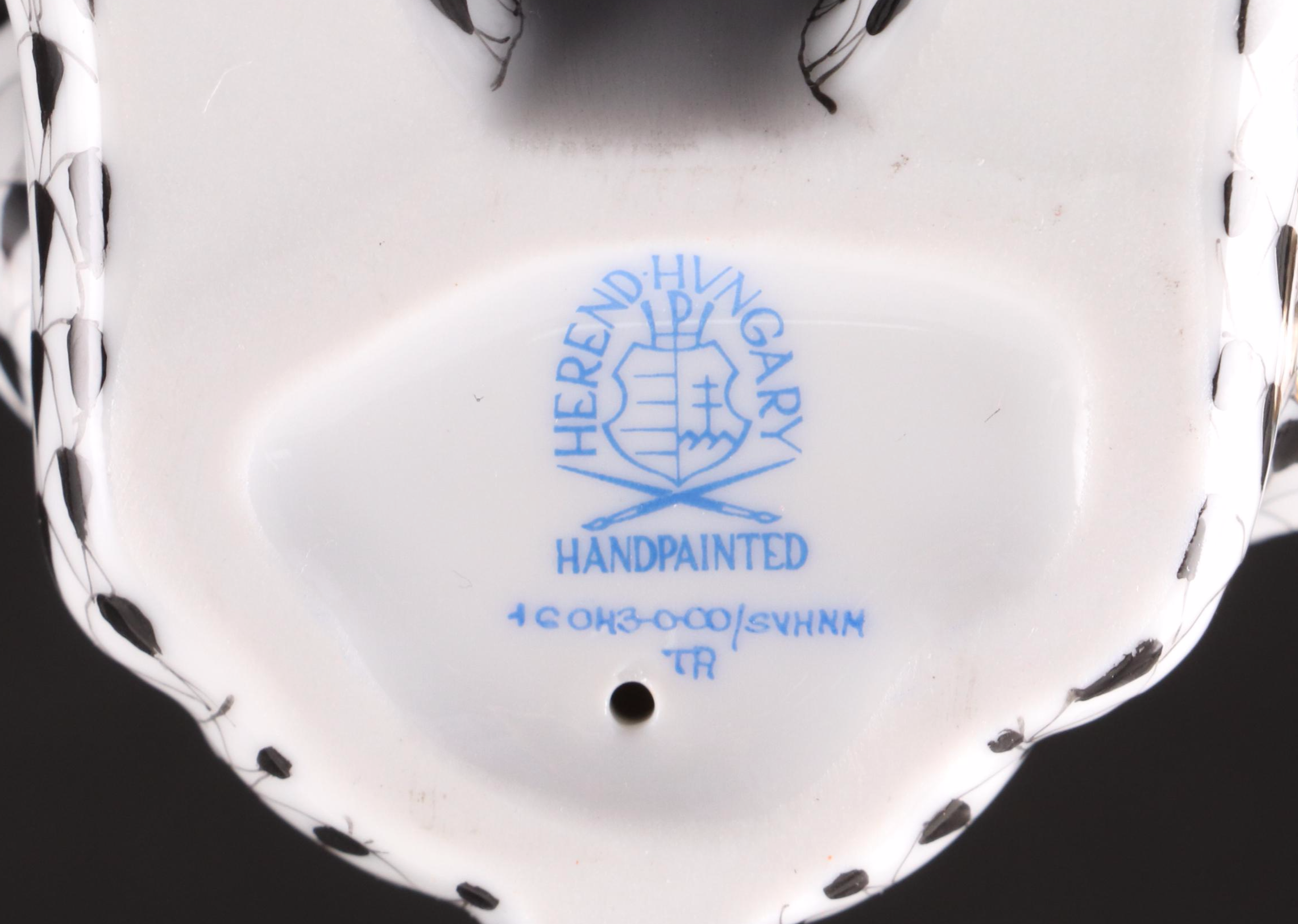 Herend Black Fishnet with Gold "Sweet Tooth Teddy" Porcelain Figurine