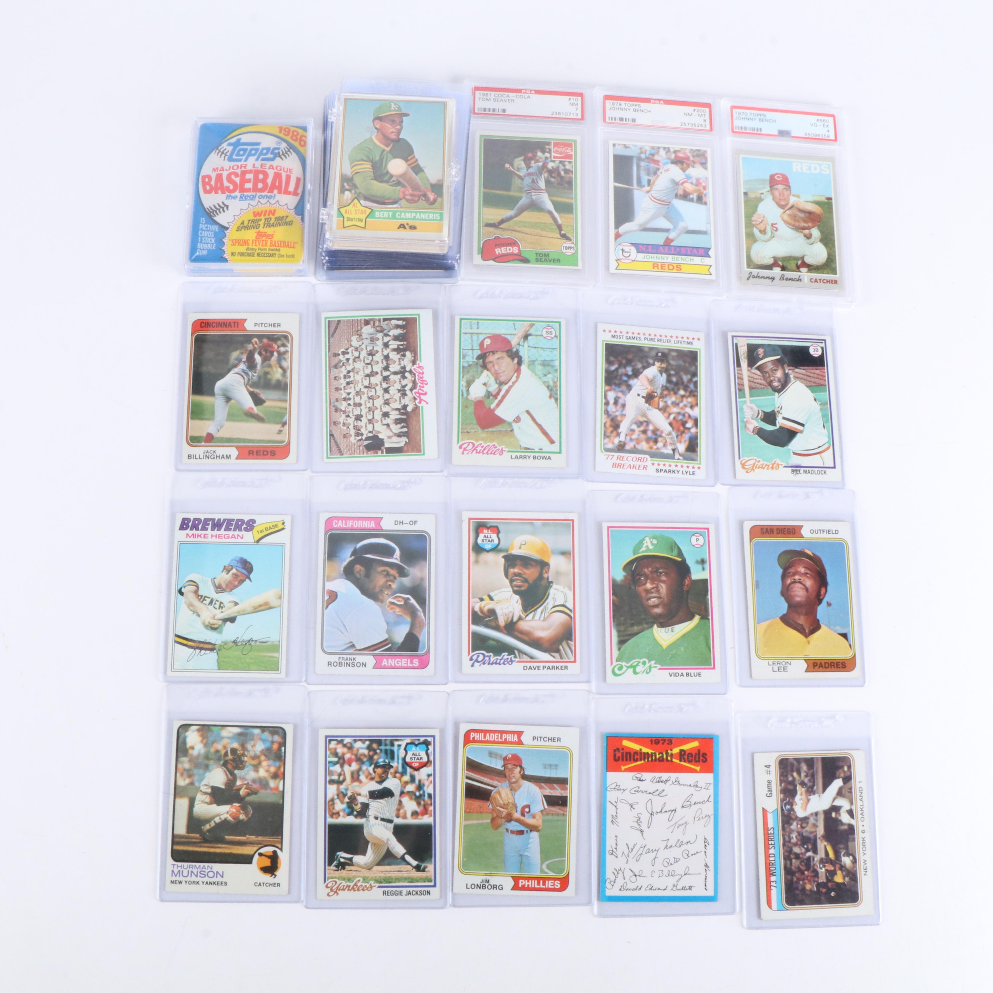 Topps Baseball Cards: Stars, PSA Graded, Johnny Bench and Tom Seaver, 1970/80's