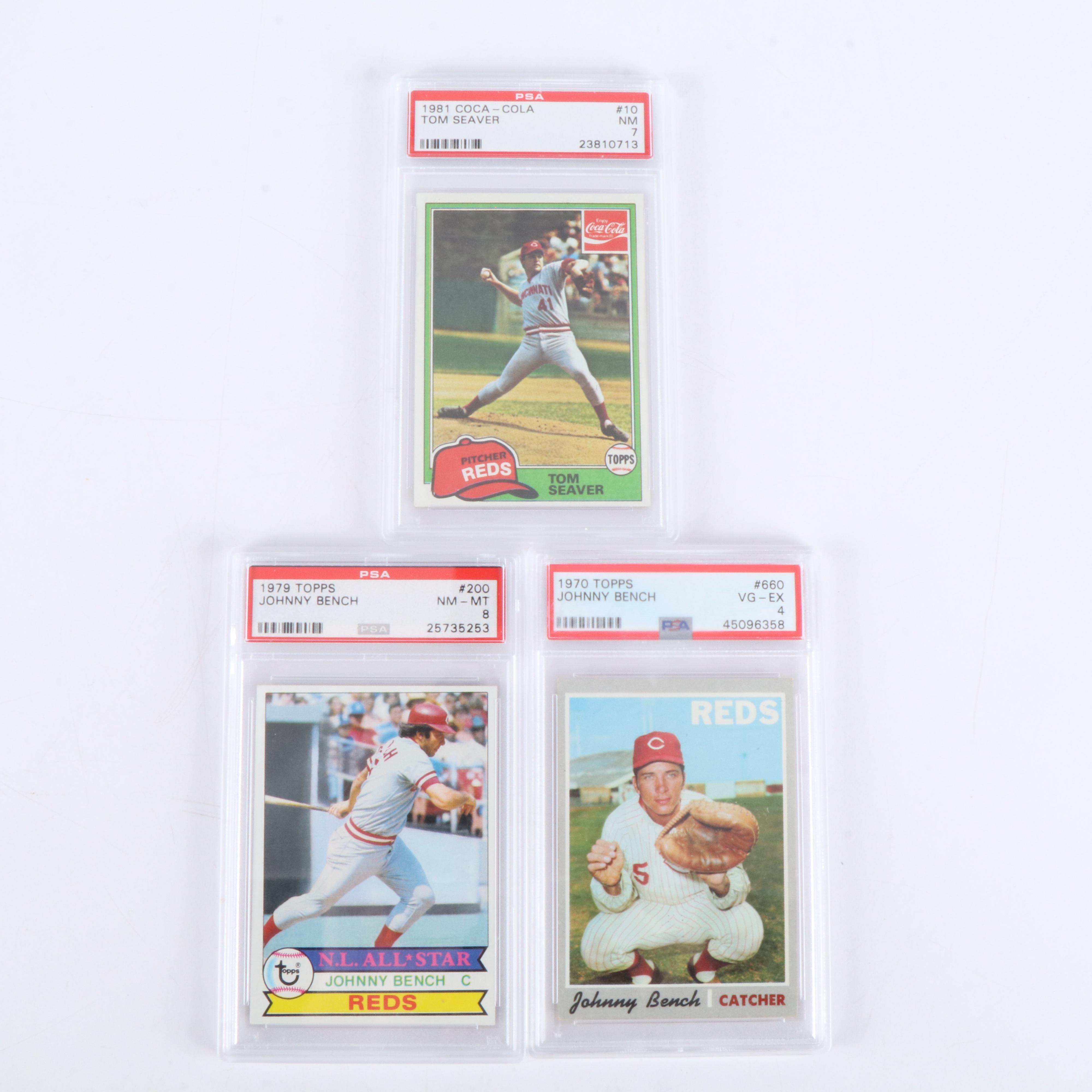 Topps Baseball Cards: Stars, PSA Graded, Johnny Bench and Tom Seaver, 1970/80's