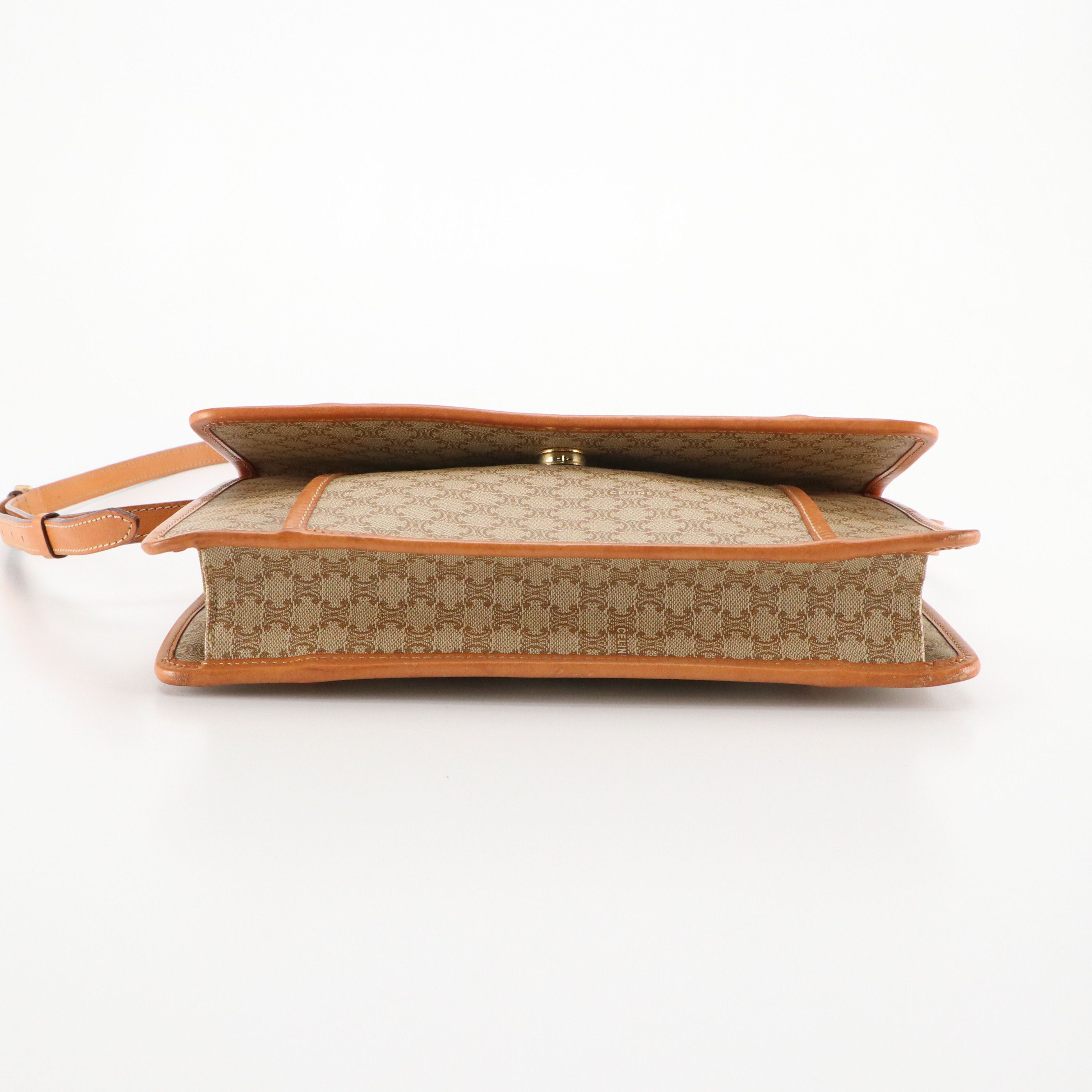 Celine Vintage Macadam Coated Canvas and Leather Front-Flap Clutch/Shoulder Bag