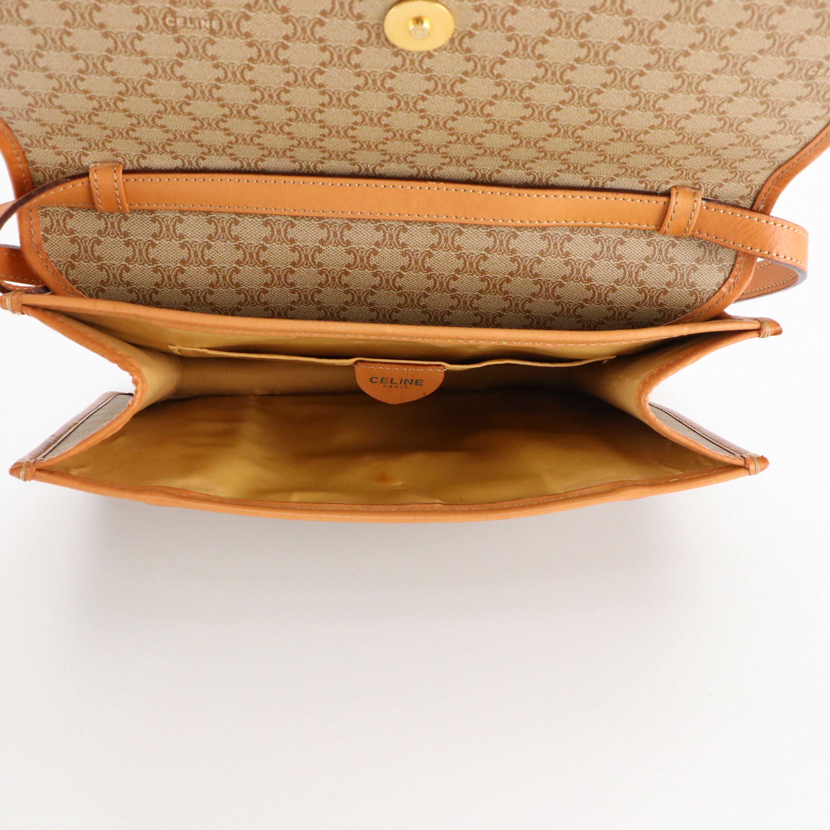 Celine Vintage Macadam Coated Canvas and Leather Front-Flap Clutch/Shoulder Bag