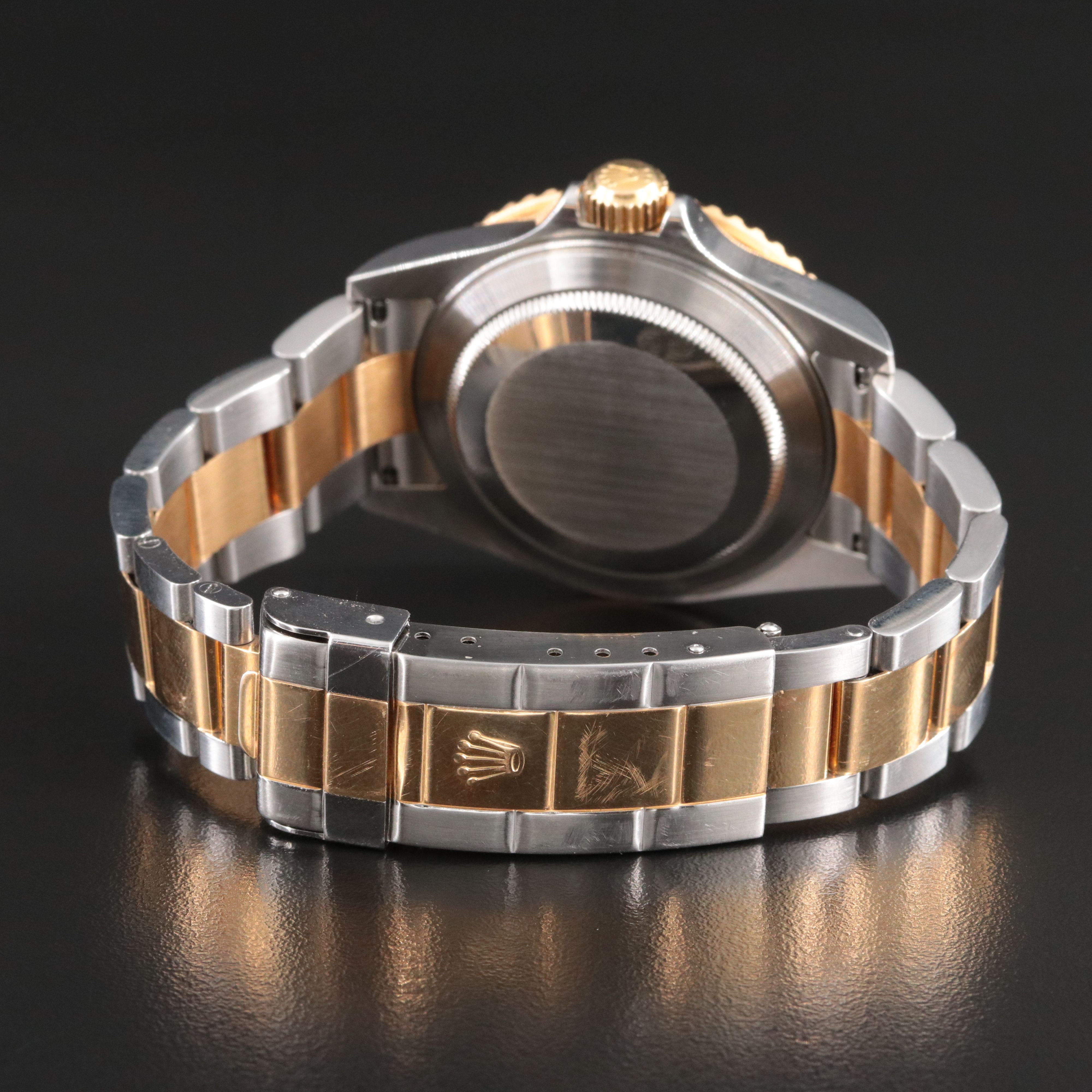 2005 Rolex Submariner 18K/Steel Seriti Diamonds & Sapphires Champagne Dial Watch