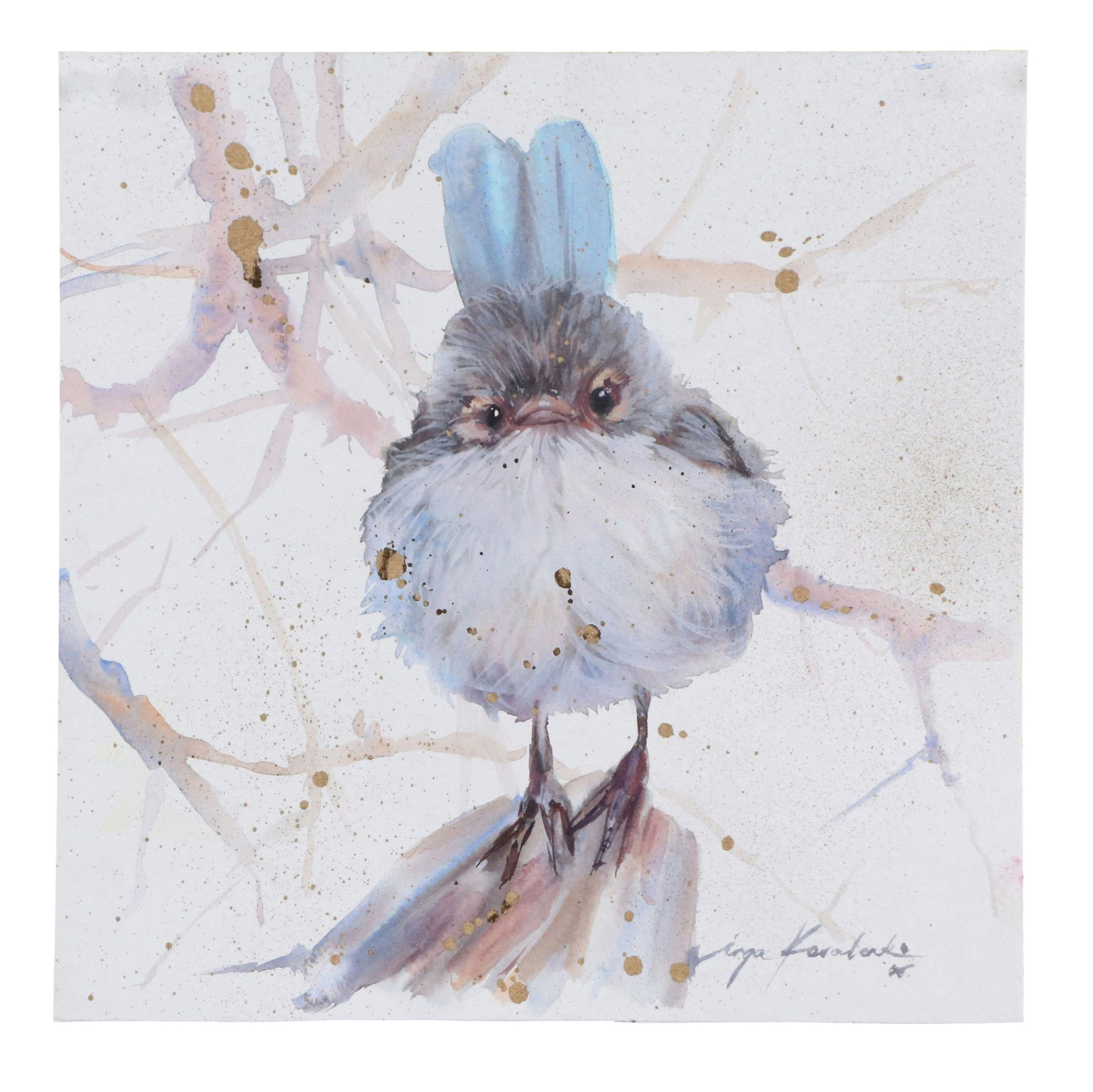 Inga Kovalenko Watercolor Painting of Fairywren, 2025
