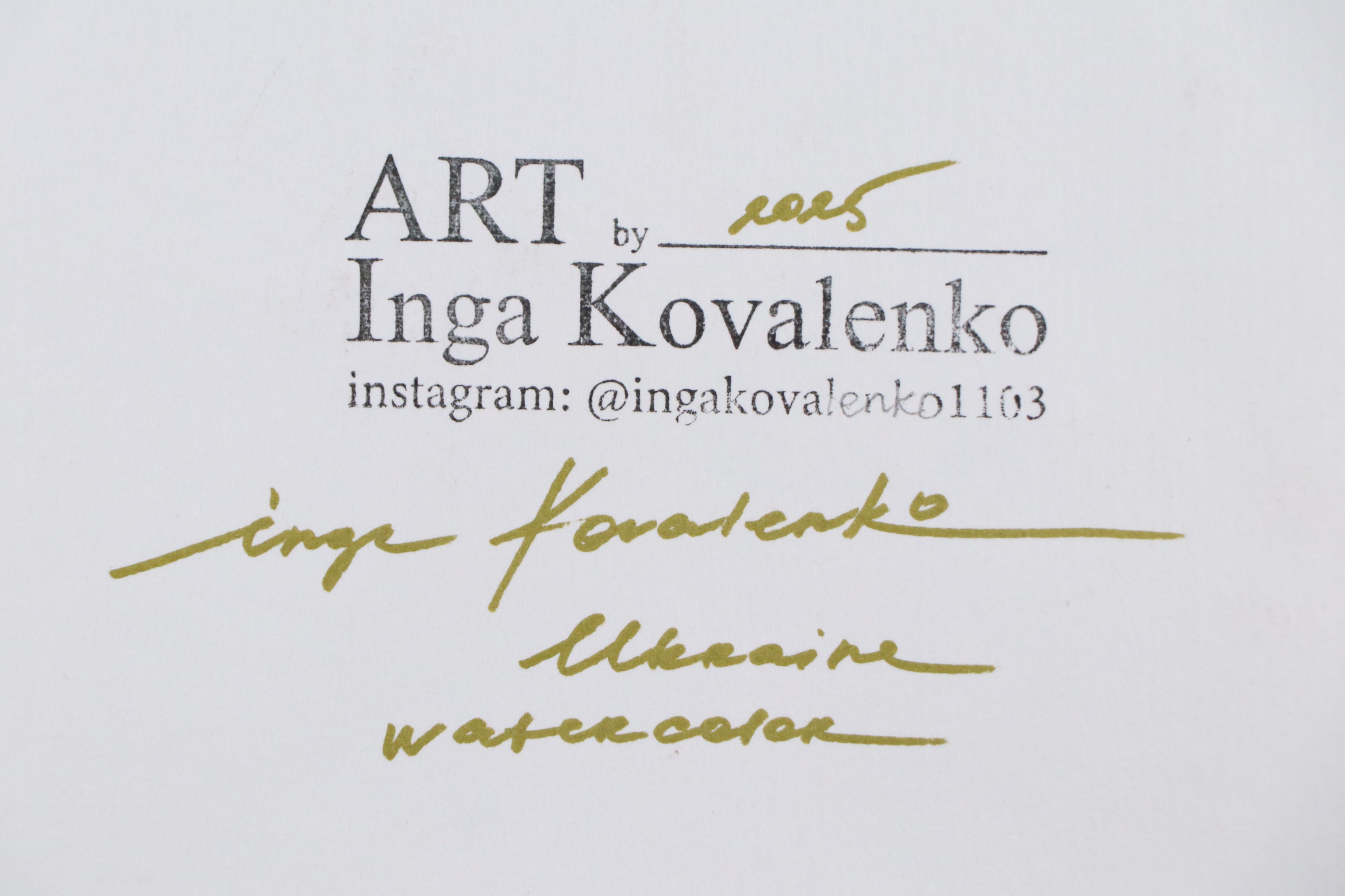 Inga Kovalenko Watercolor Painting of Bird, 2025