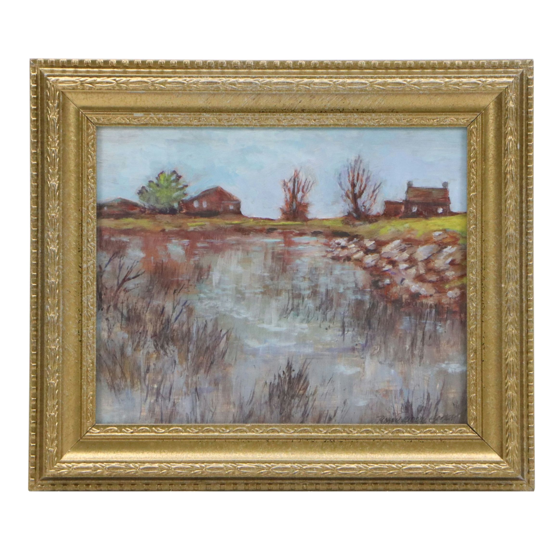 Robert Riddle Baker Acrylic Painting "Along the Lake," 2026