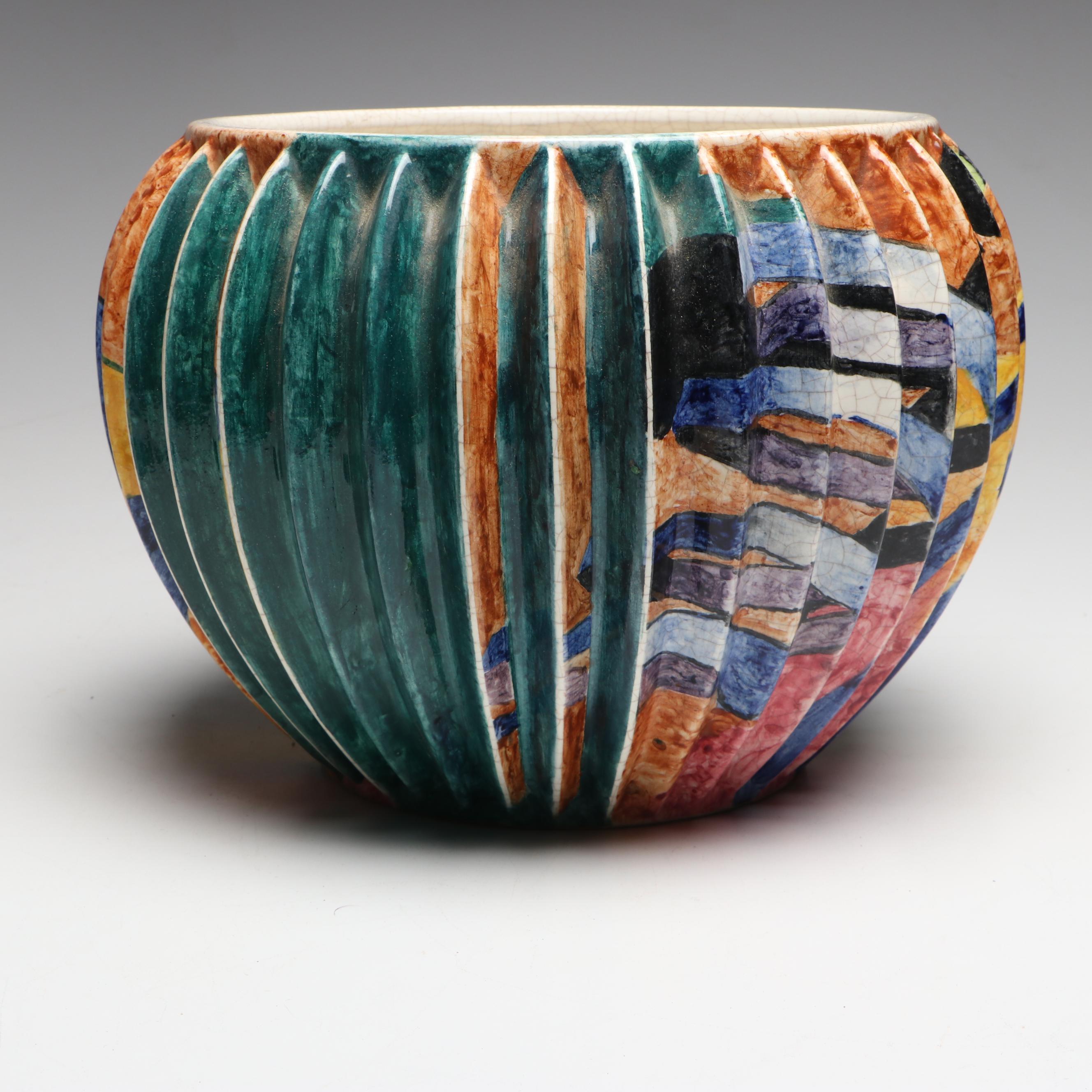 Italian Hand-Painted Ceramic Planter