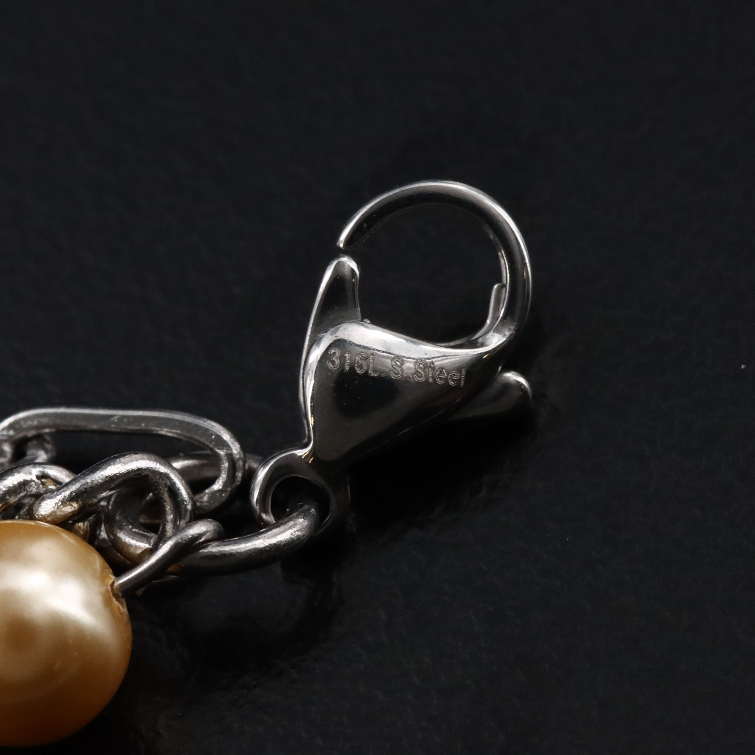 Stainless Steel Faux Pearl Triple Strand Bracelet