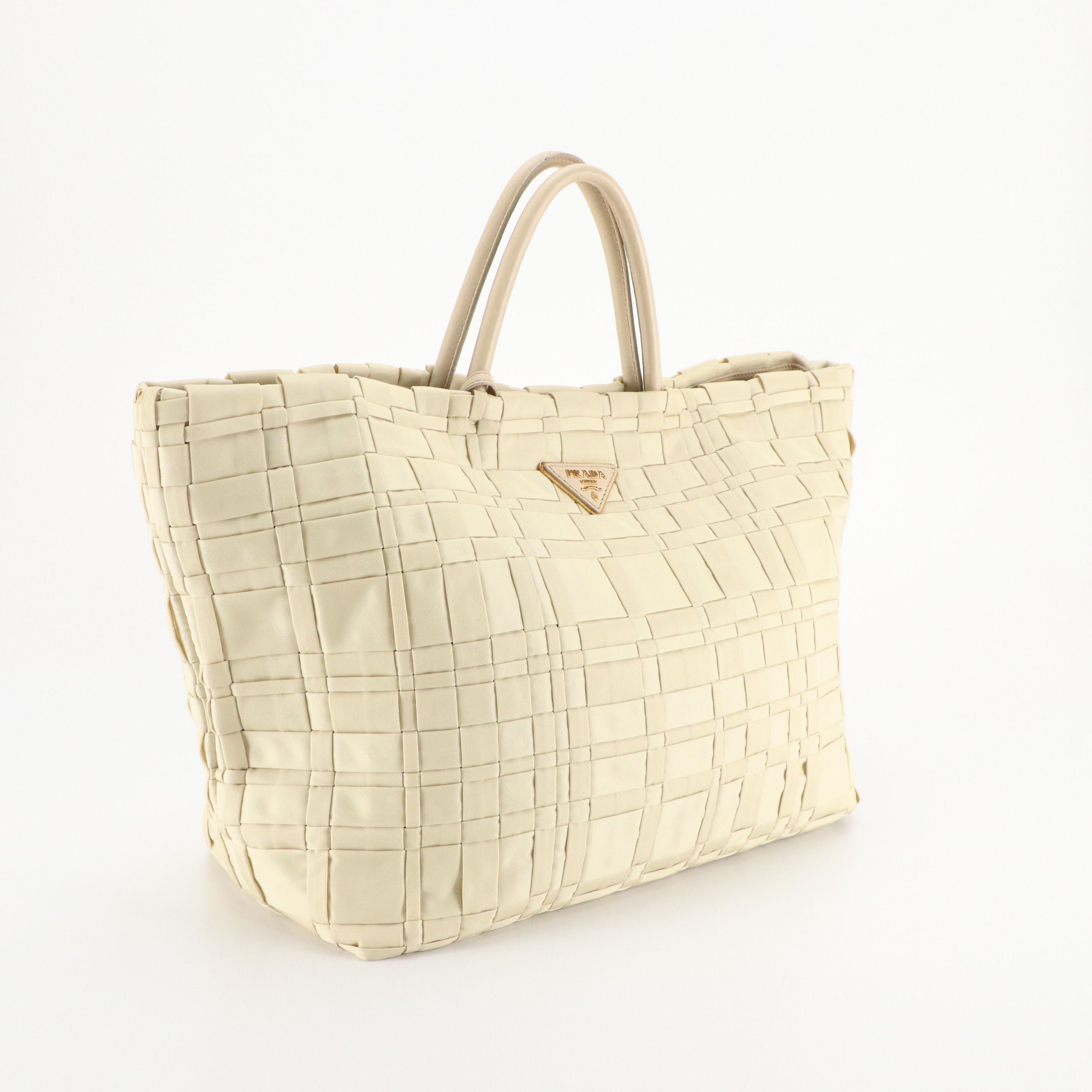 Prada Woven Tessuto Nylon and Leather Tote Bag