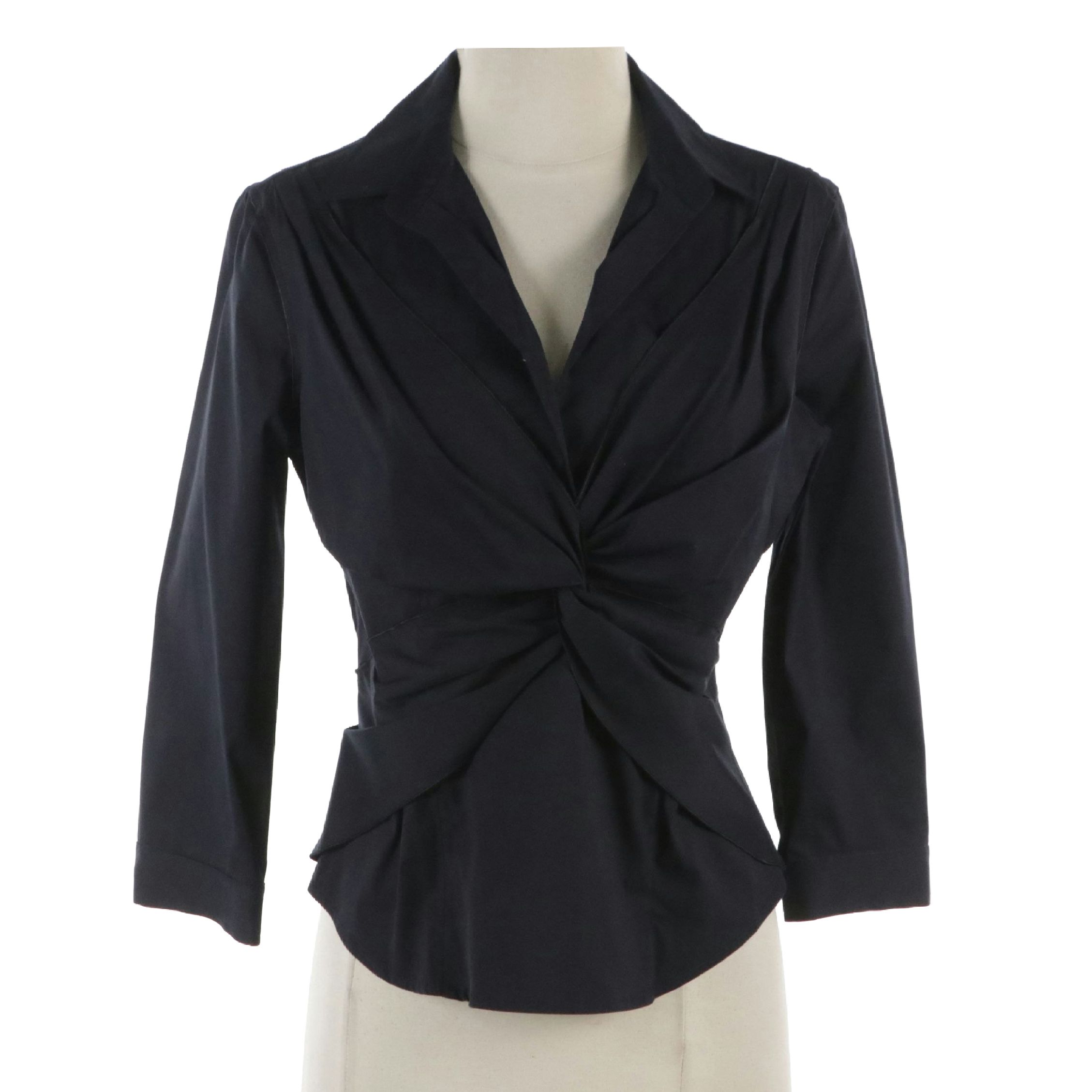 Prada Navy Blue Cotton-Blend Shirt