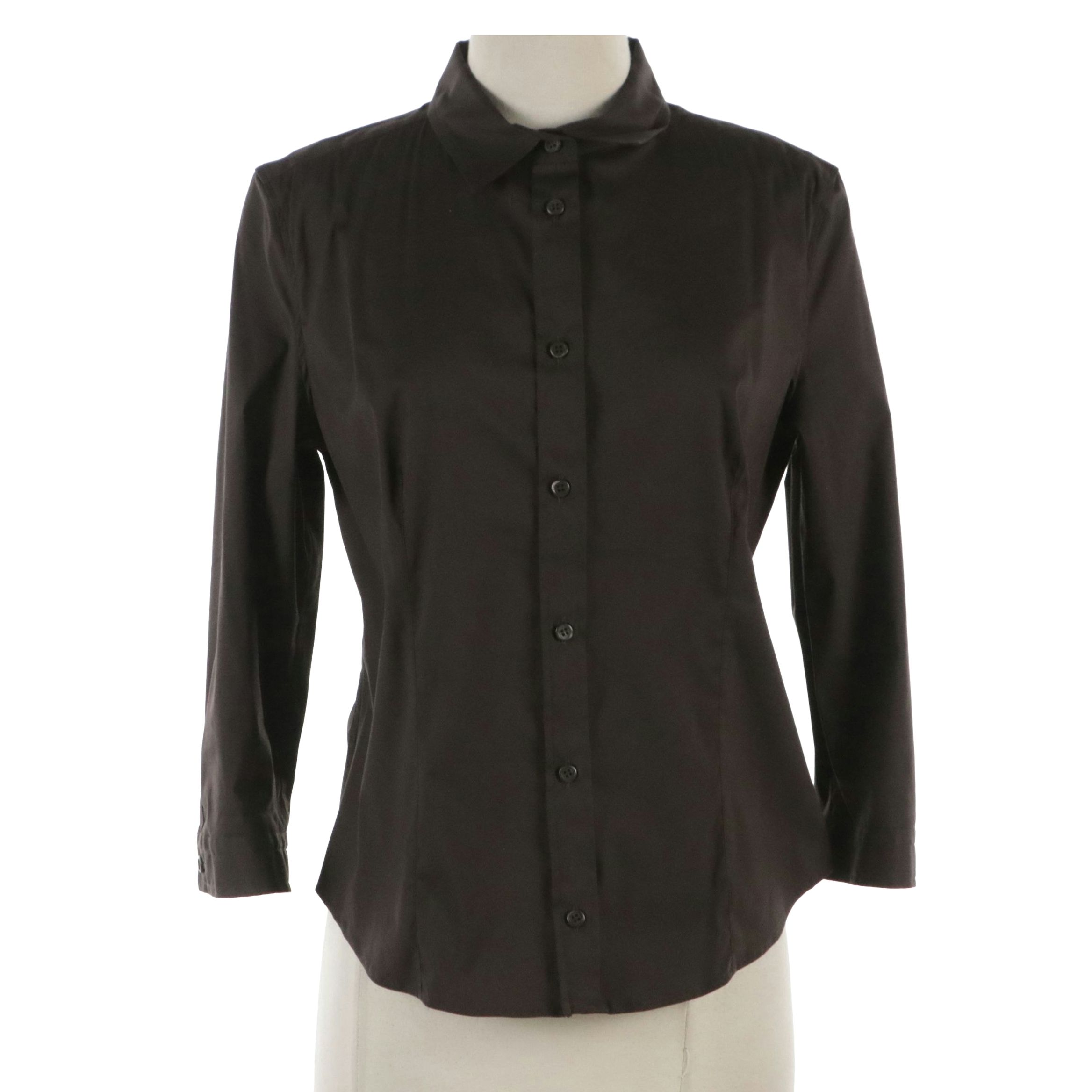 Prada Brown Cotton-Blend Button-Up Shirt