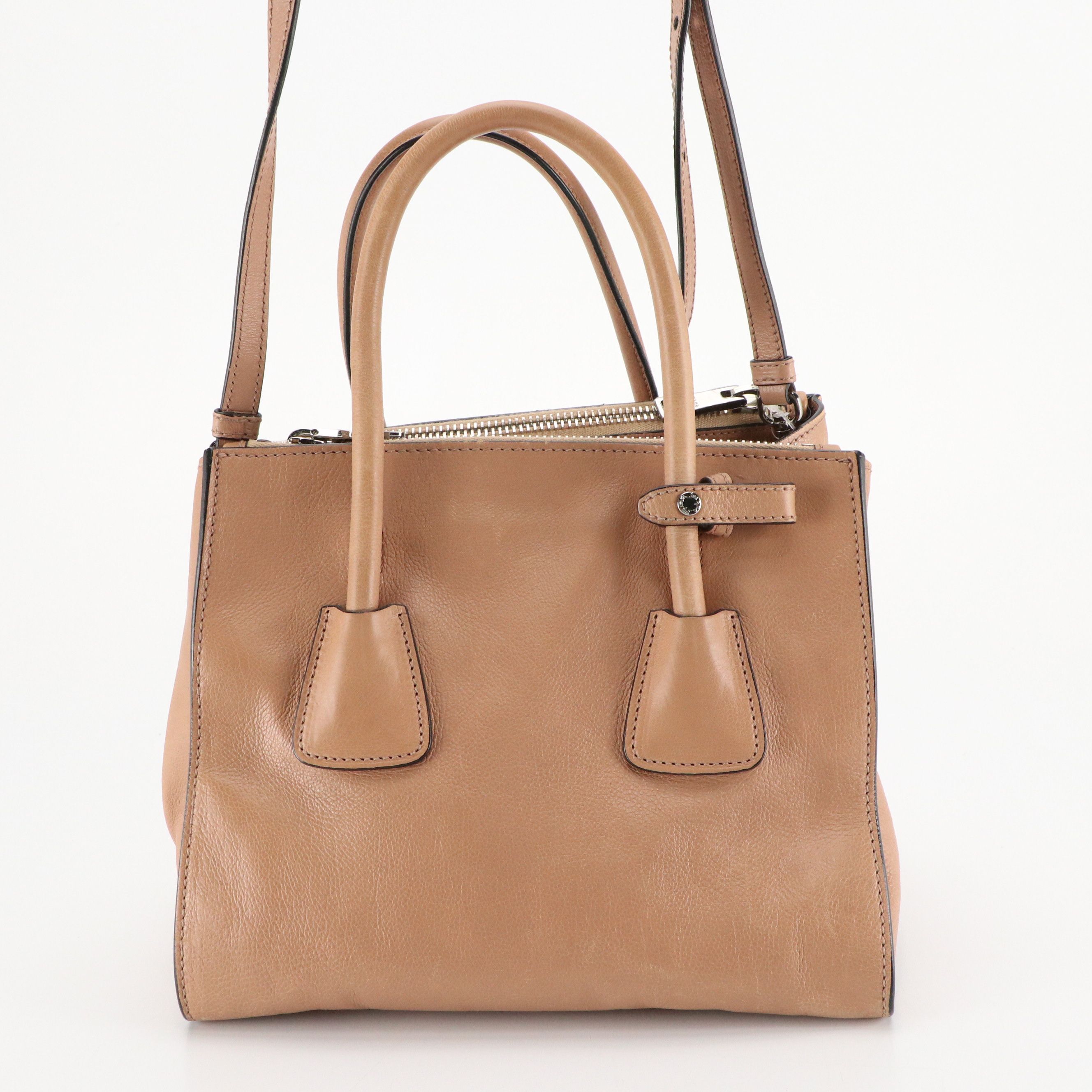 Prada Glace Calf Leather Twin Pocket Double Handle 2-Way Tote Bag