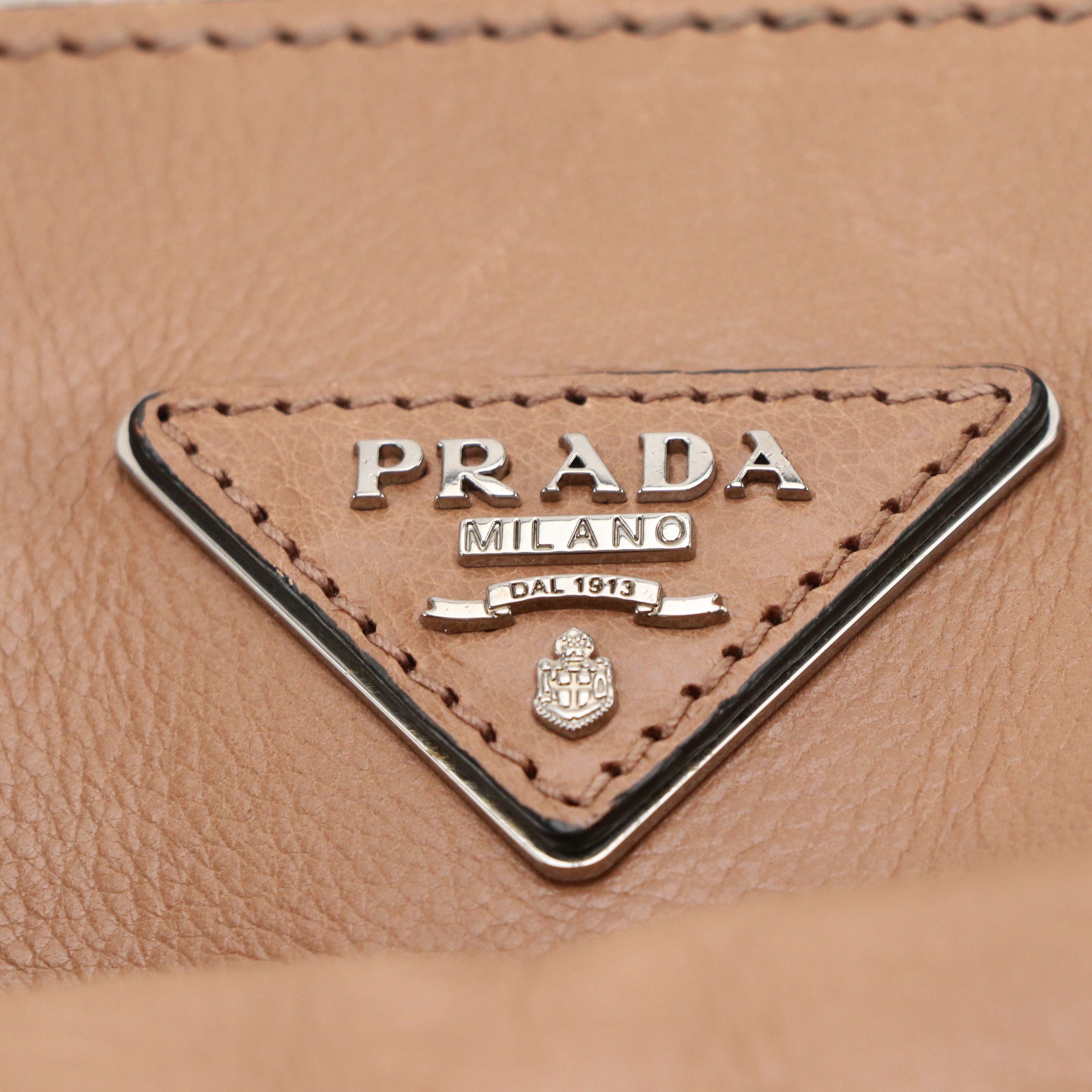 Prada Glace Calf Leather Twin Pocket Double Handle 2-Way Tote Bag