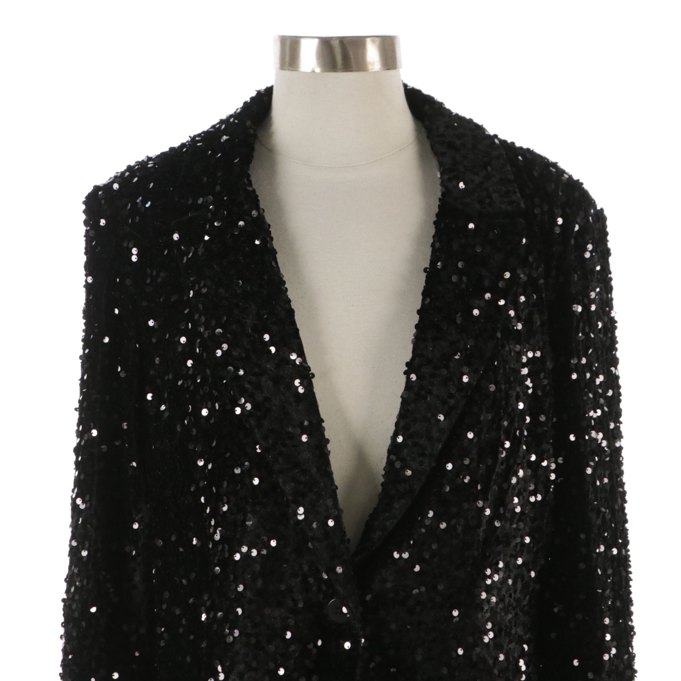 Nanette Lepore Sequined Single-Button Evening Jackets in Emerald and Black