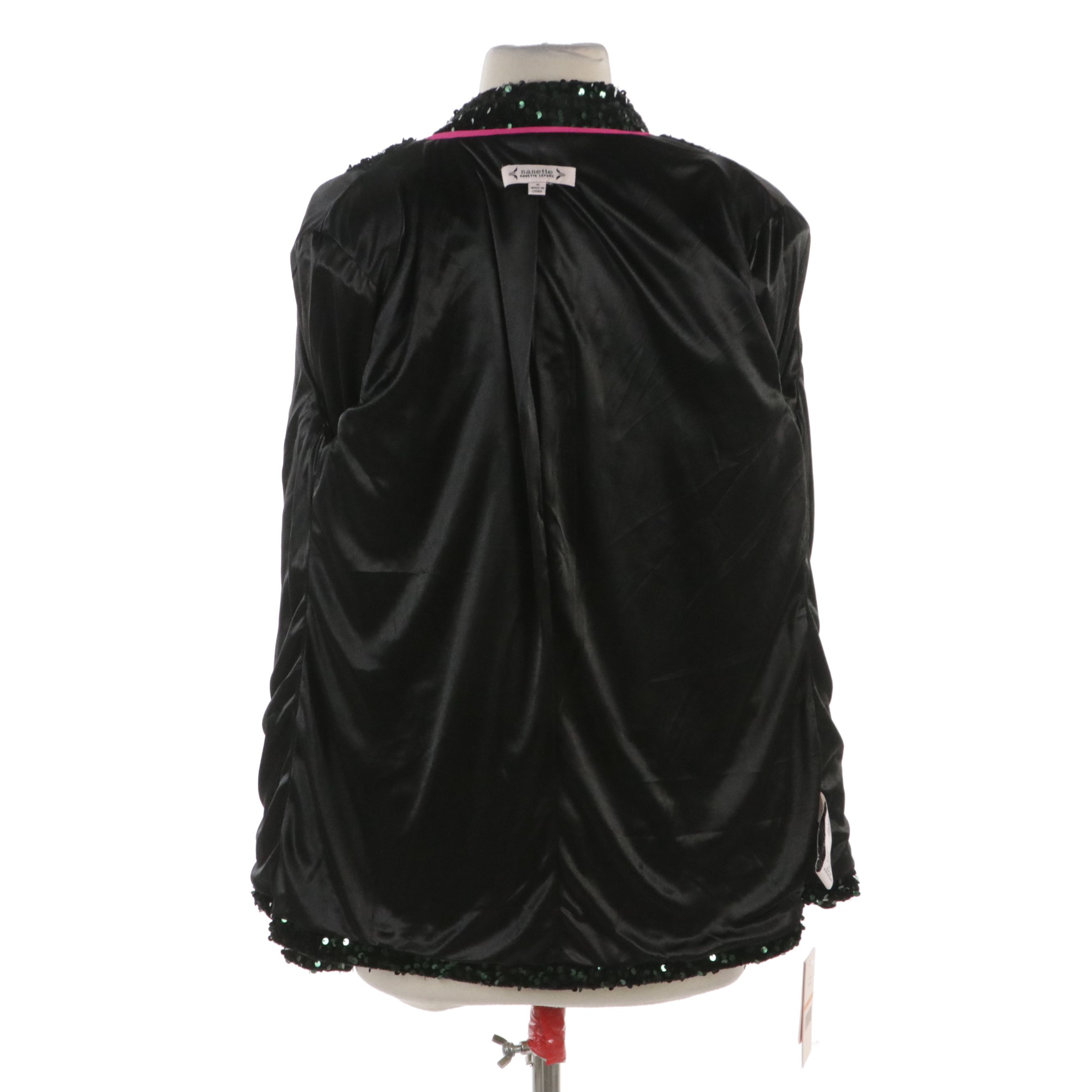 Nanette Lepore Sequined Single-Button Evening Jackets in Emerald and Black