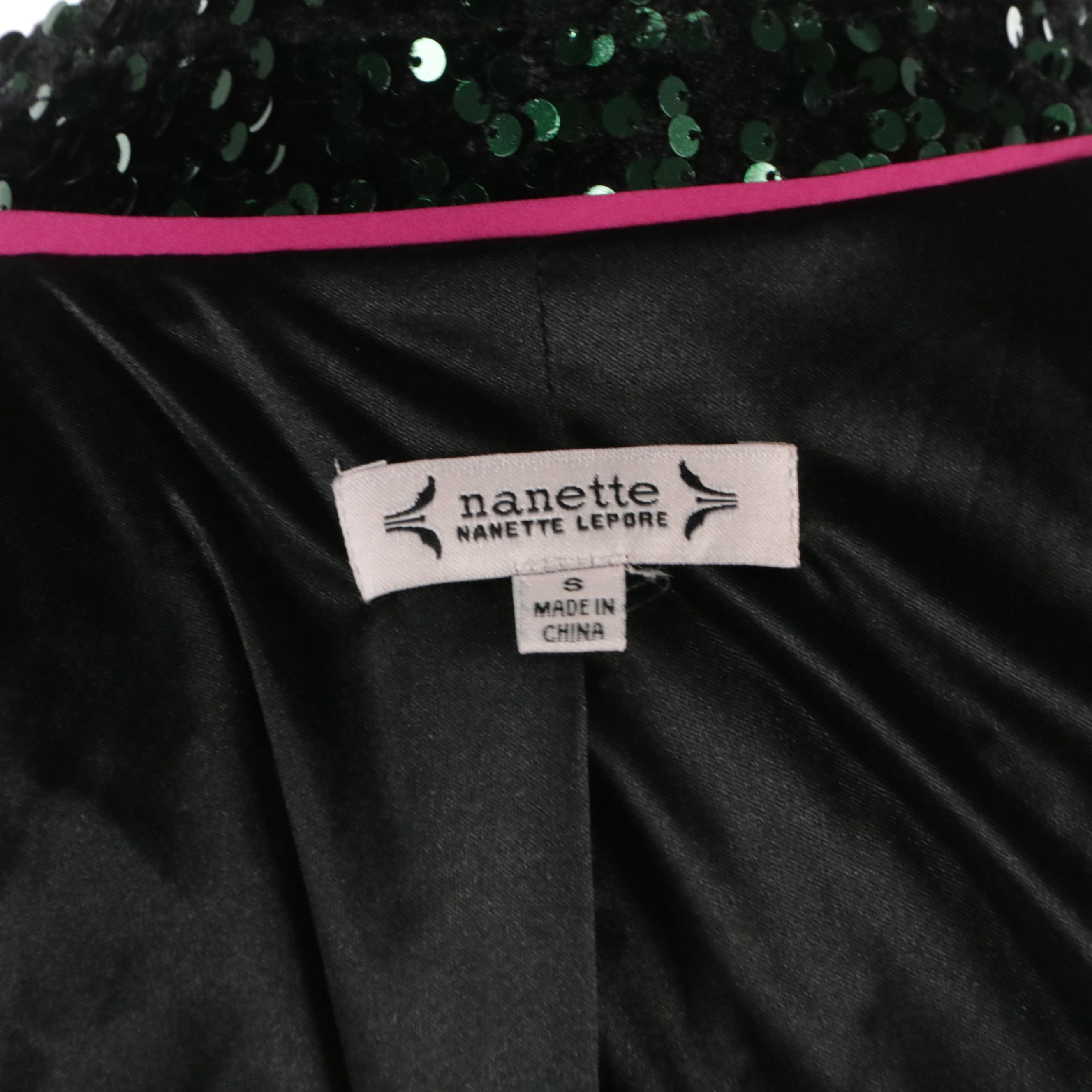 Nanette Lepore Sequined Single-Button Evening Jackets in Emerald and Black