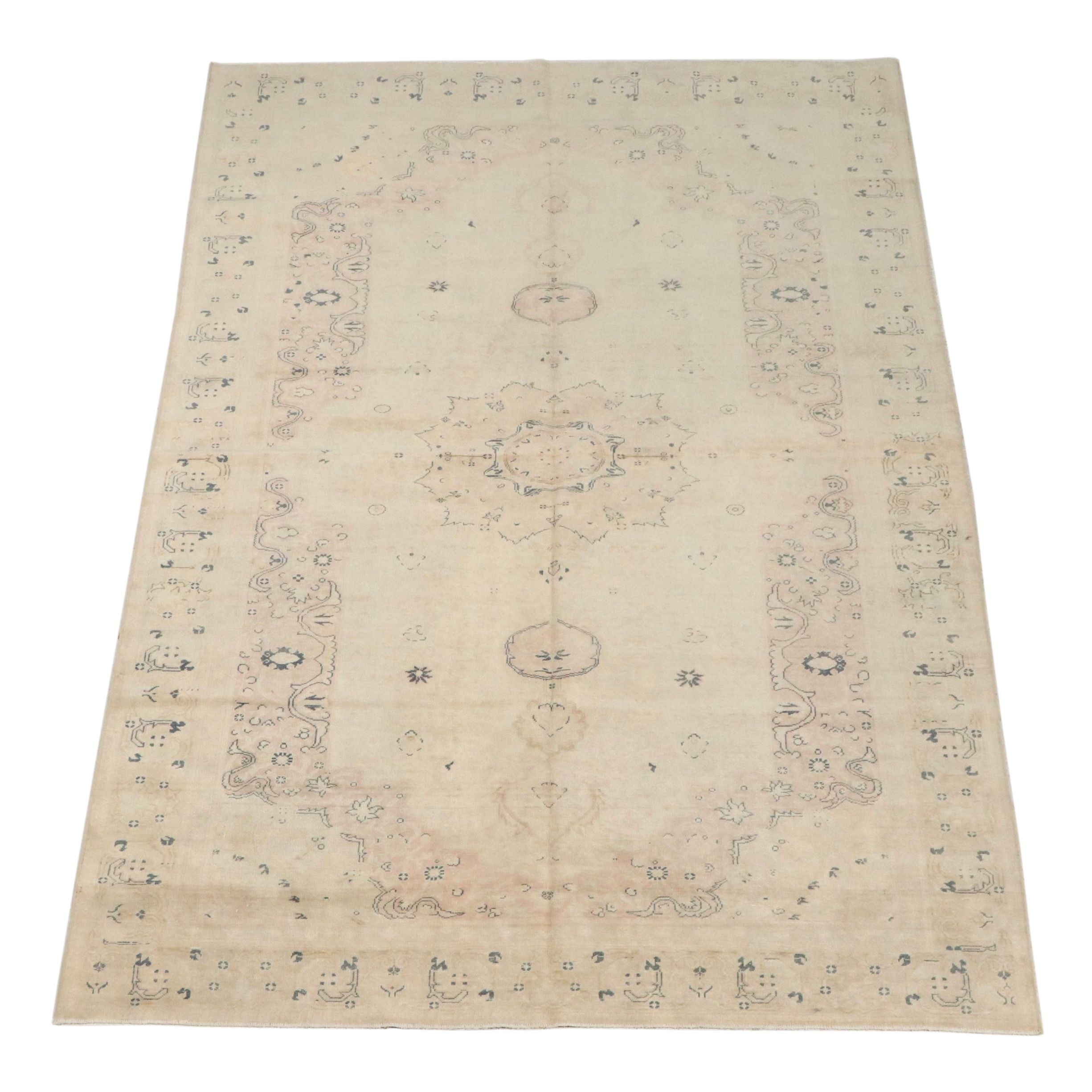 6'2 x 9'3 Hand-Knotted Turkish Oushak Area Rug