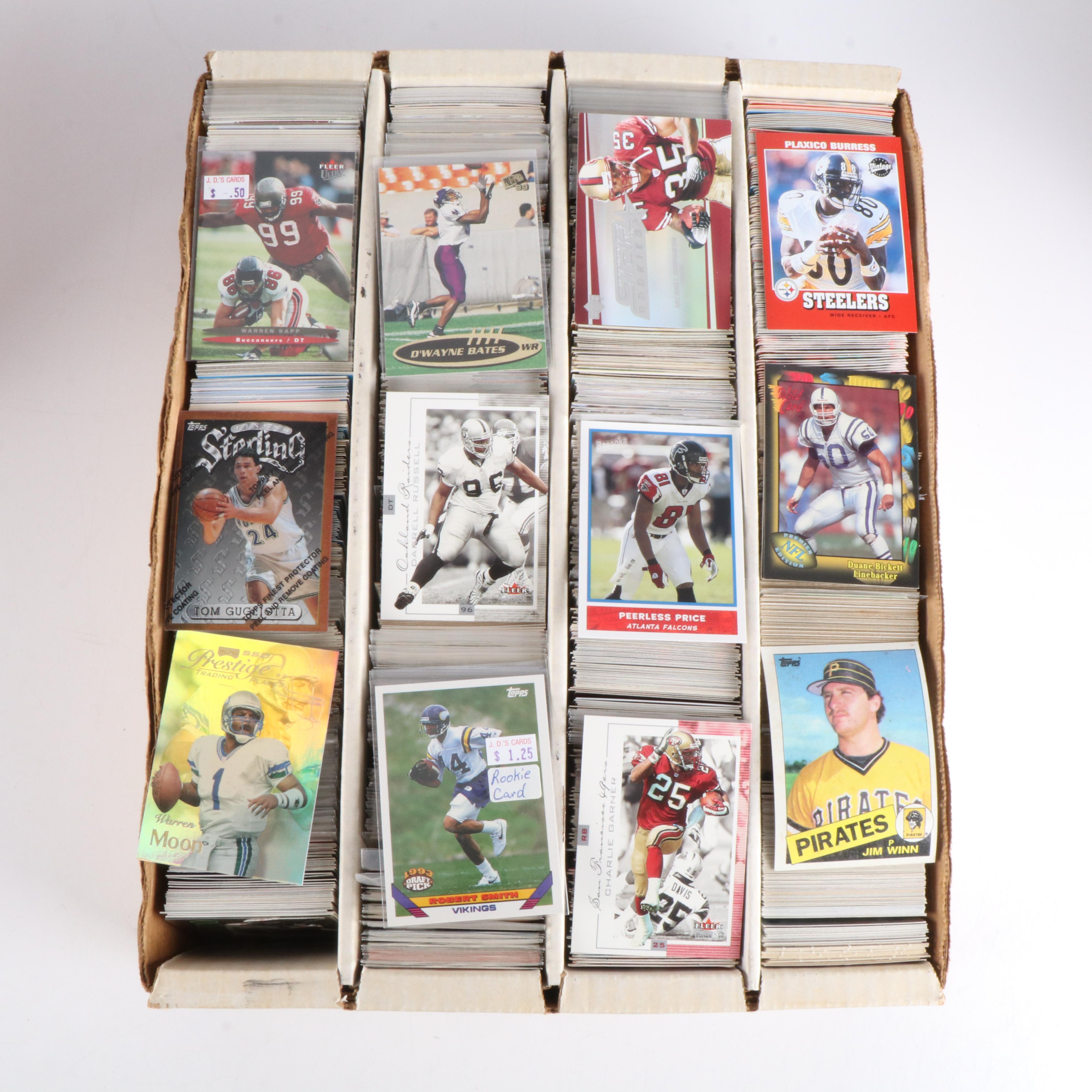 Very Large Collection of Baseball and Football Cards, 1980s to 2000s