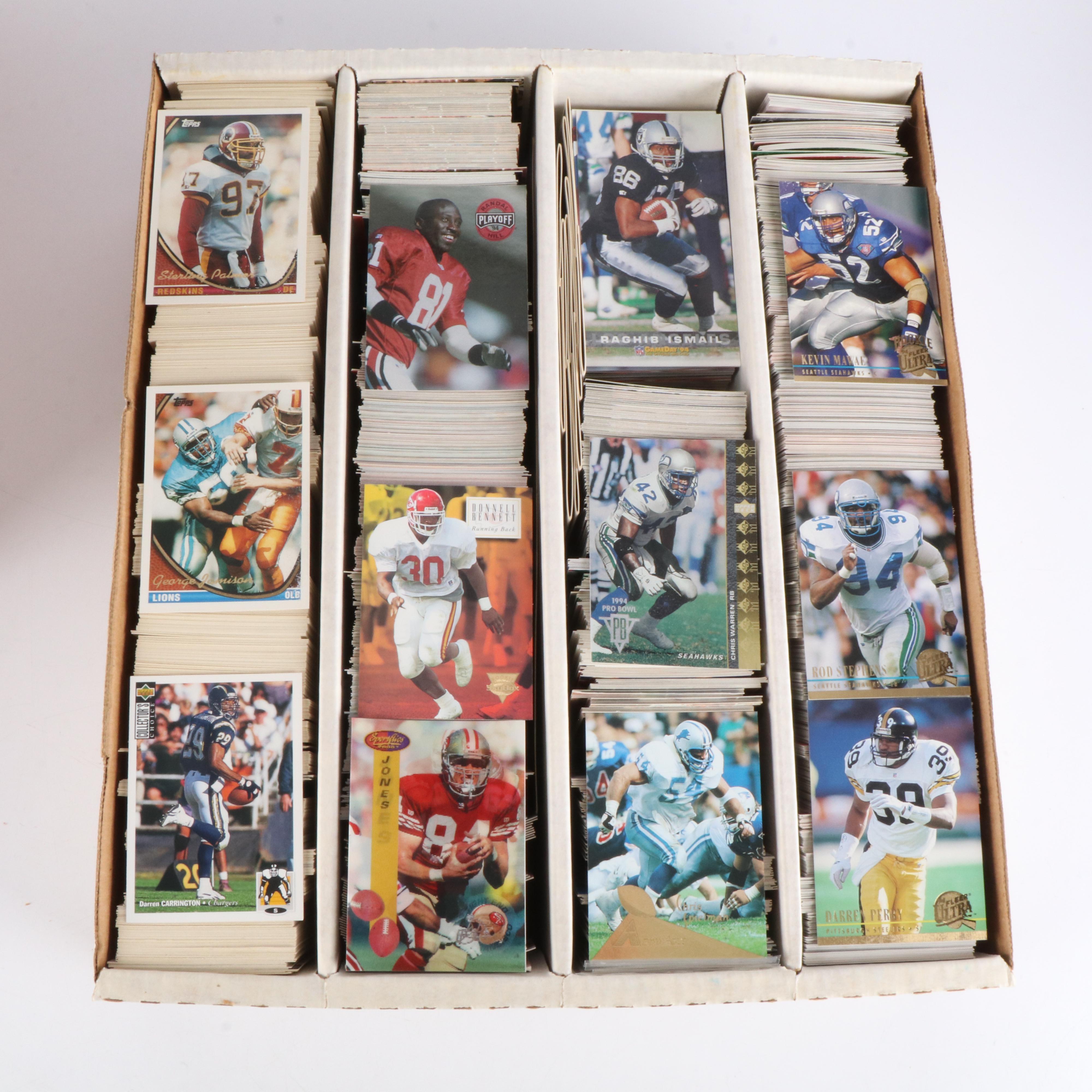 Very Large Collection of Baseball and Football Cards, 1980s to 2000s