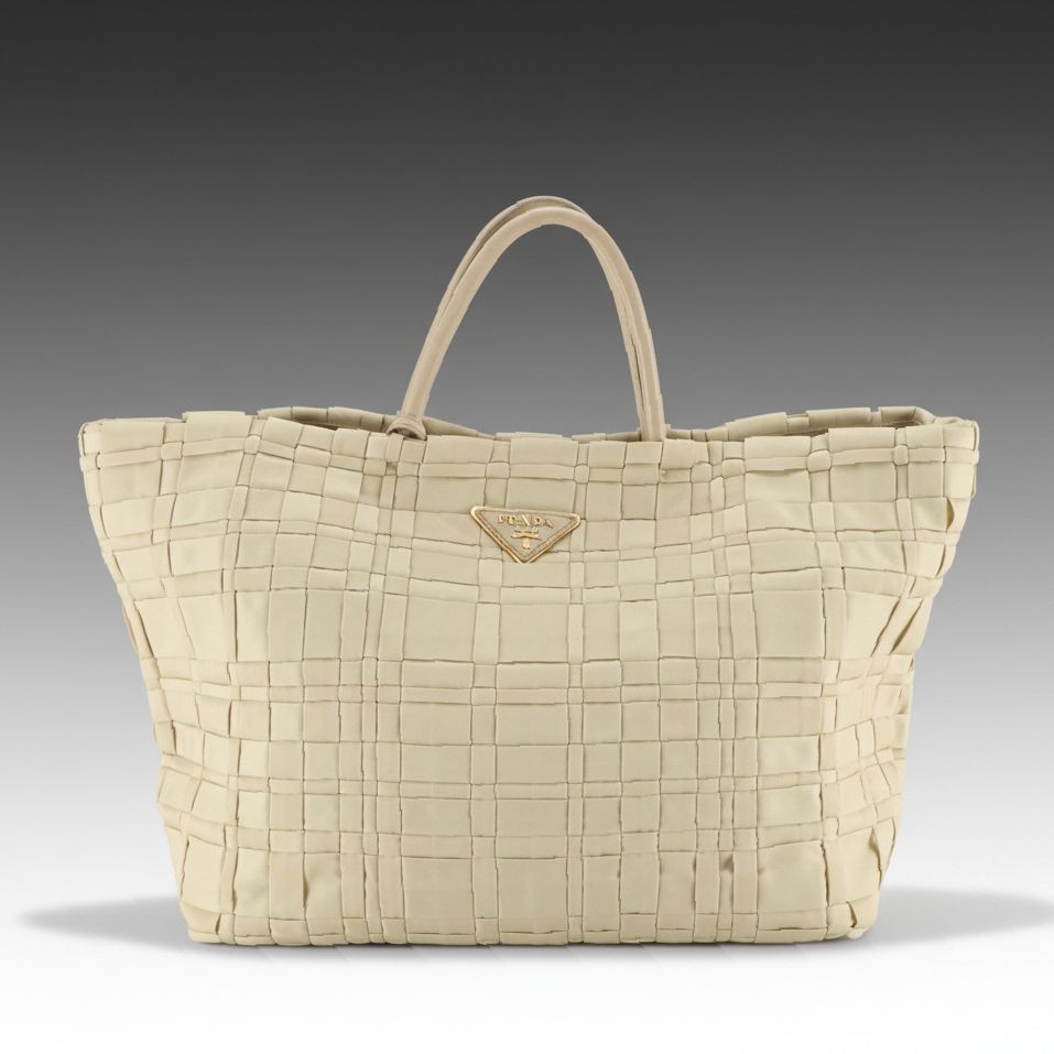 Prada Woven Tessuto Nylon and Leather Tote Bag