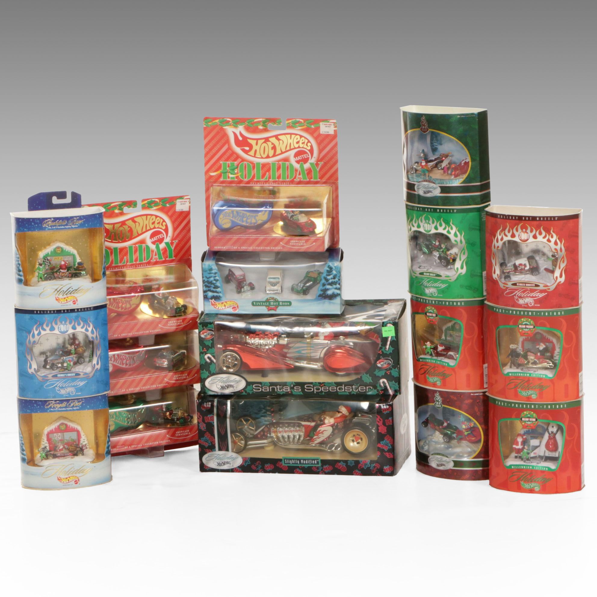 Hot Wheels Holiday Die-Cast Cars Including "Santa's Speedster" and More, 1990s