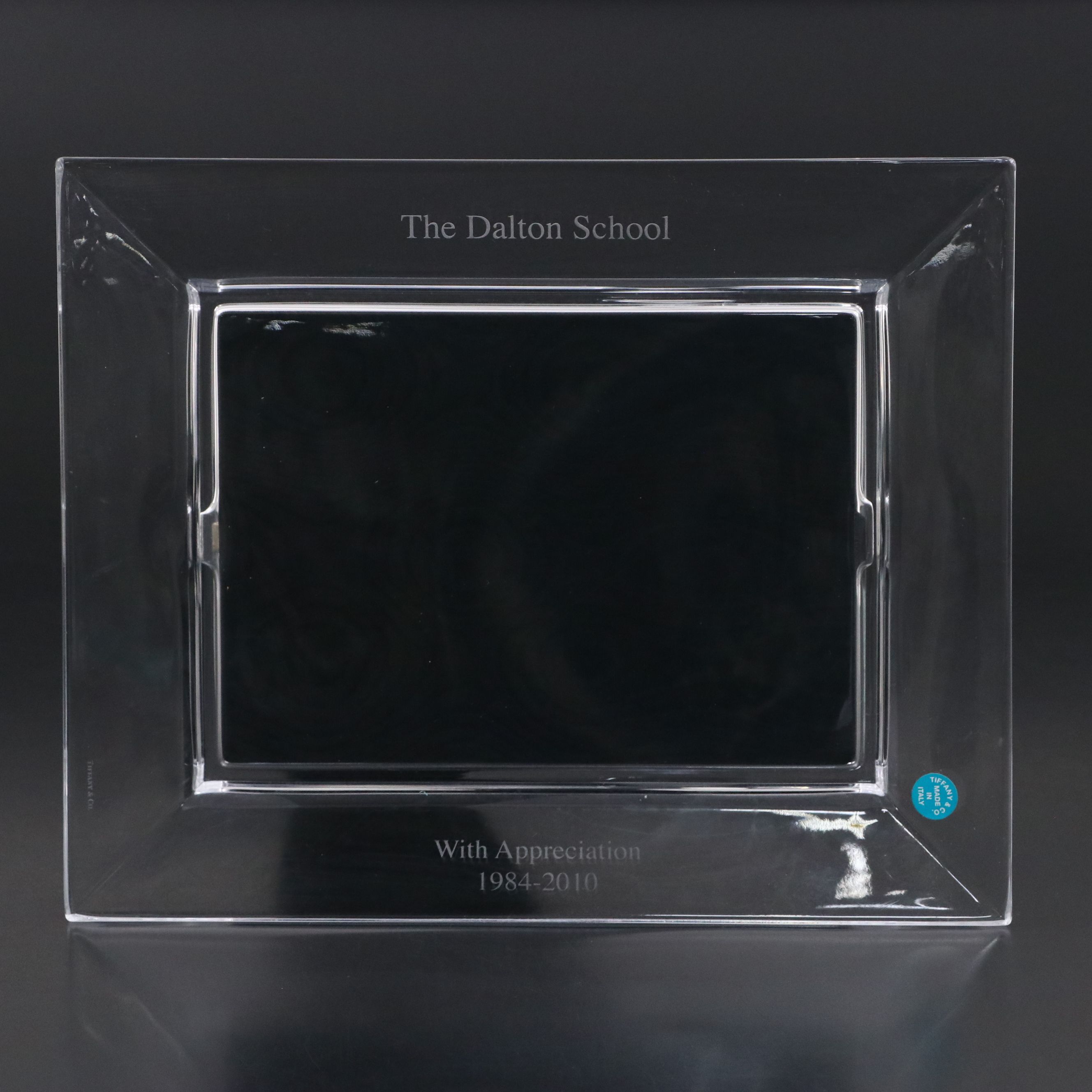 Tiffany & Co. Engraved Crystal Presentation Frame