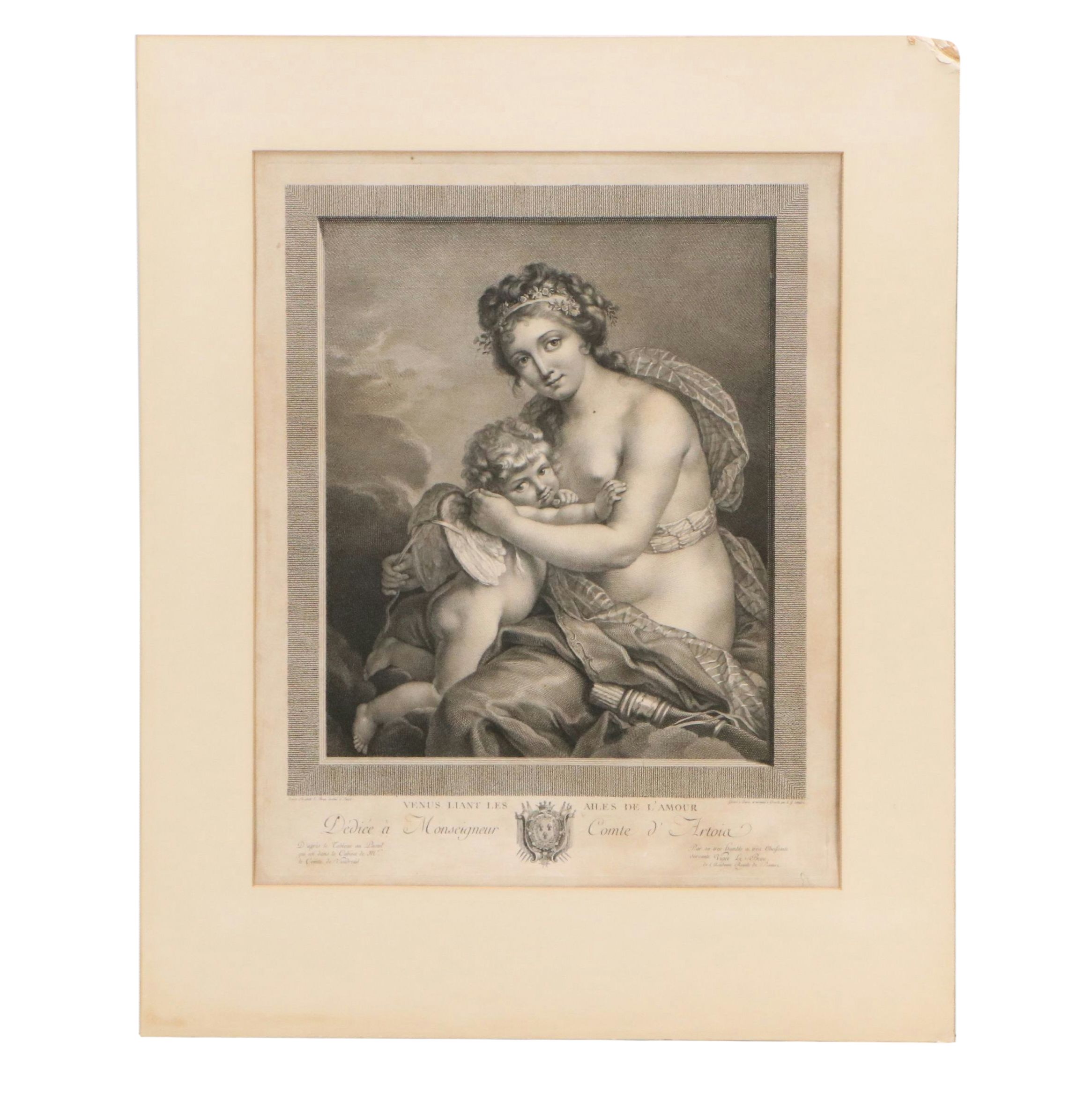 Engraving After Louisa Élisabeth Le Brun "Venus Liant Les Ailes de L'Amour"