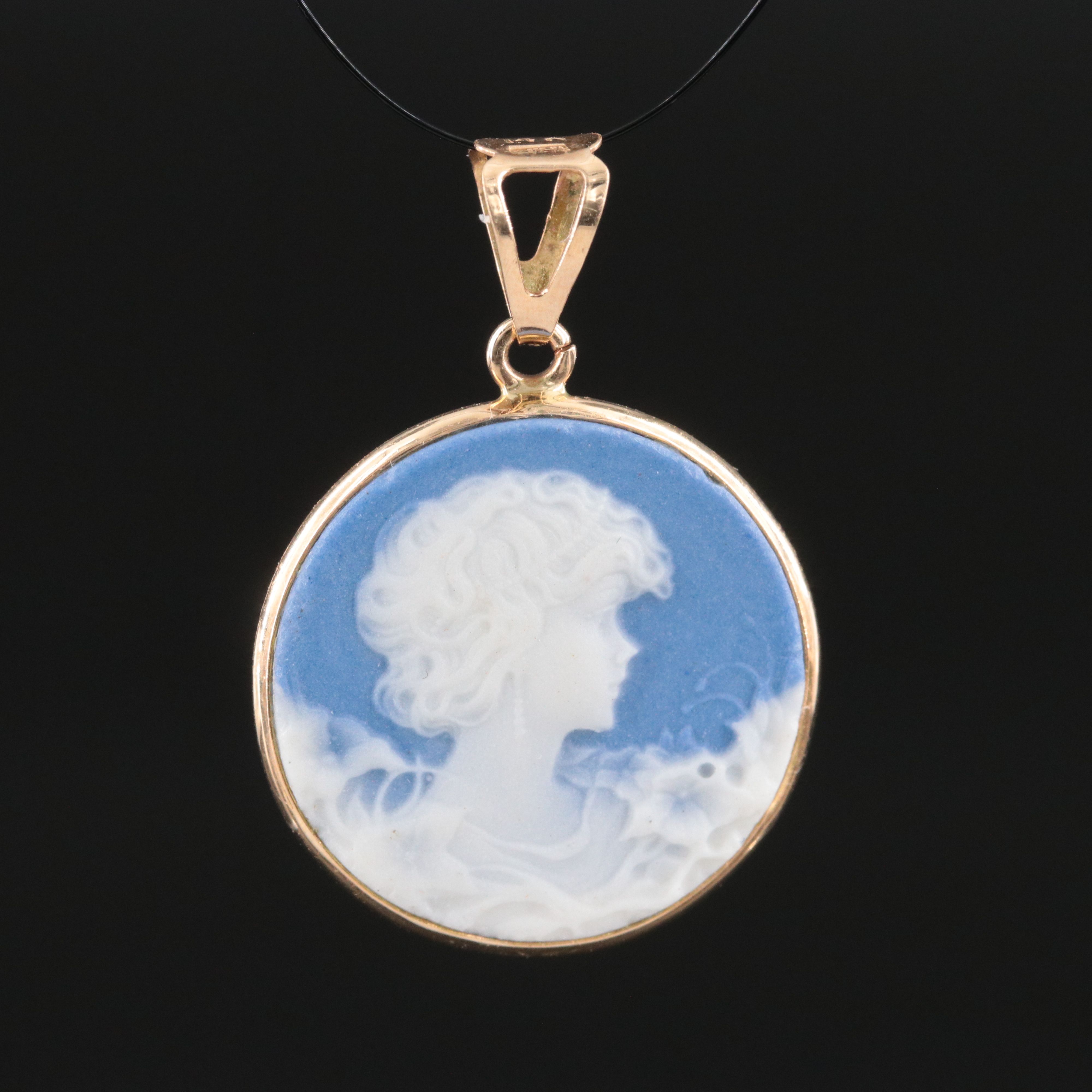 14K Jasperware Cameo Pendant