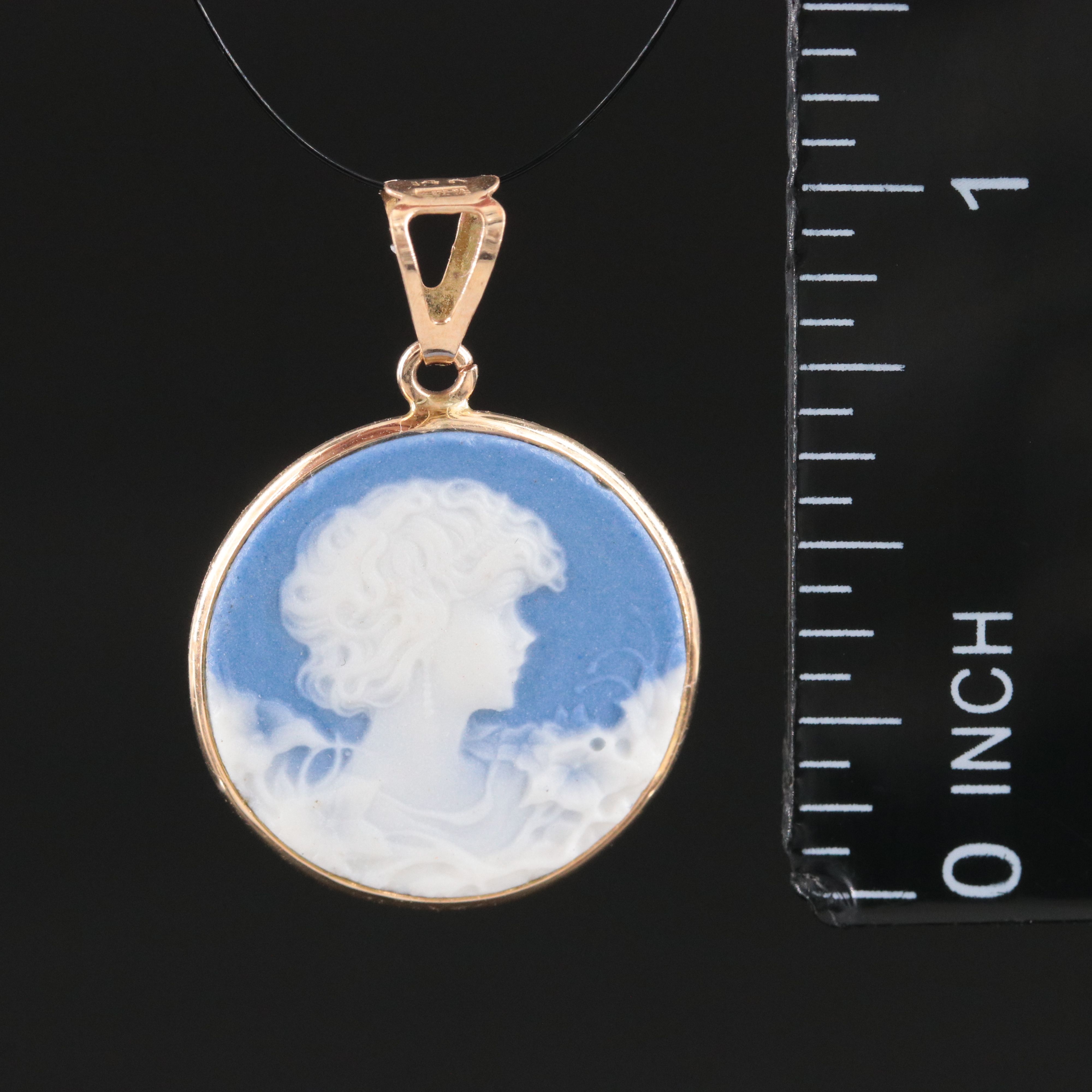 14K Jasperware Cameo Pendant