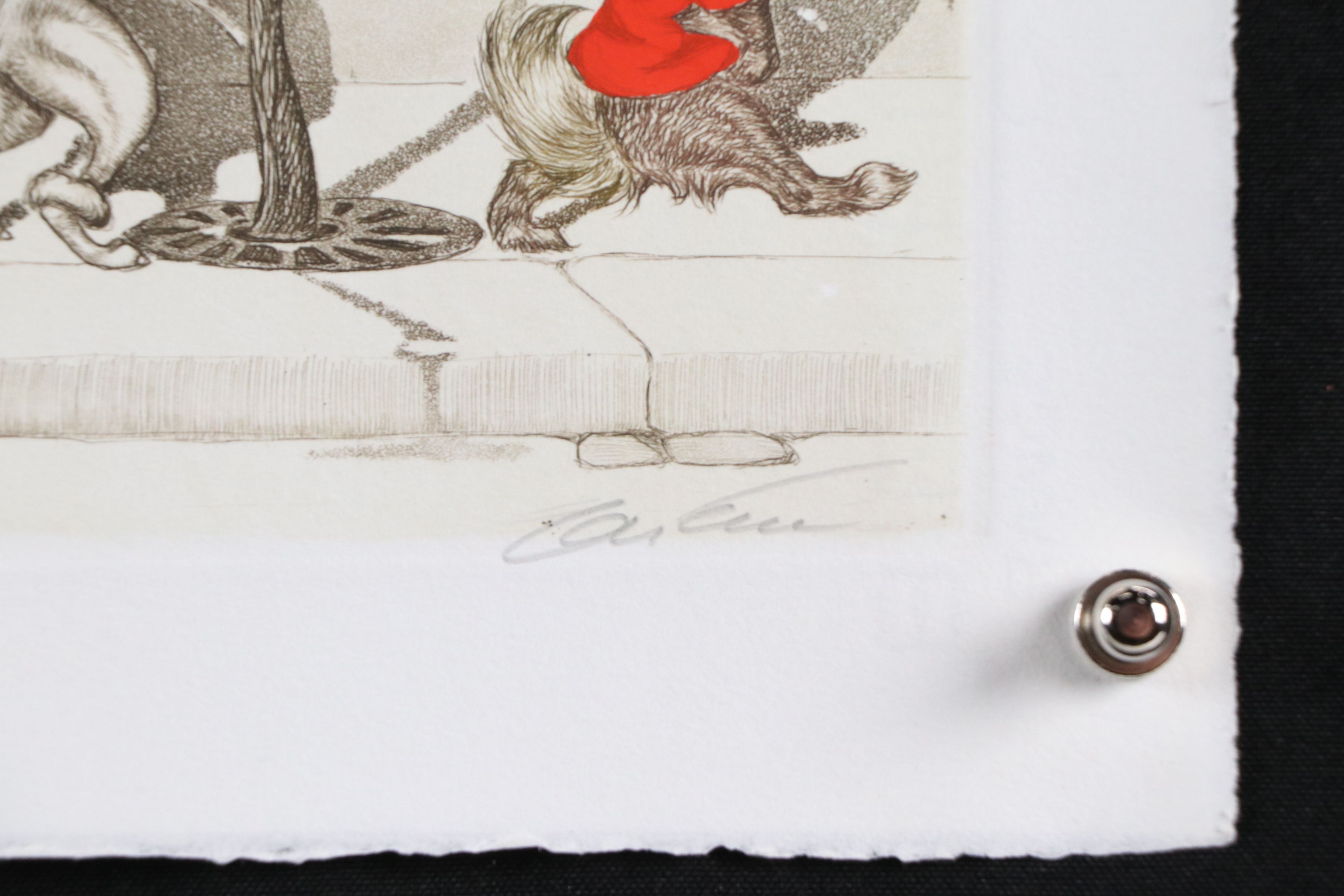 Boris O'Klein Hand-Colored Etching with Aquatint "Chacun son tour," Circa 1960