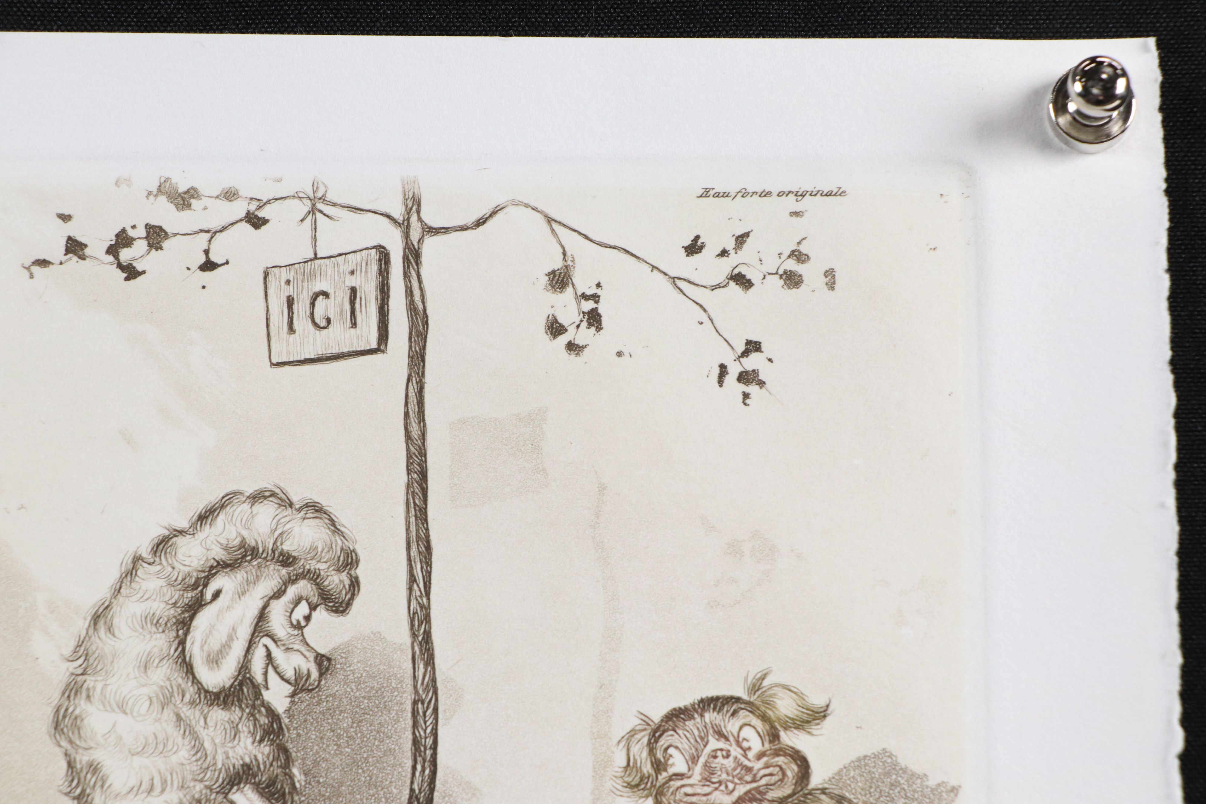 Boris O'Klein Hand-Colored Etching with Aquatint "Chacun son tour," Circa 1960