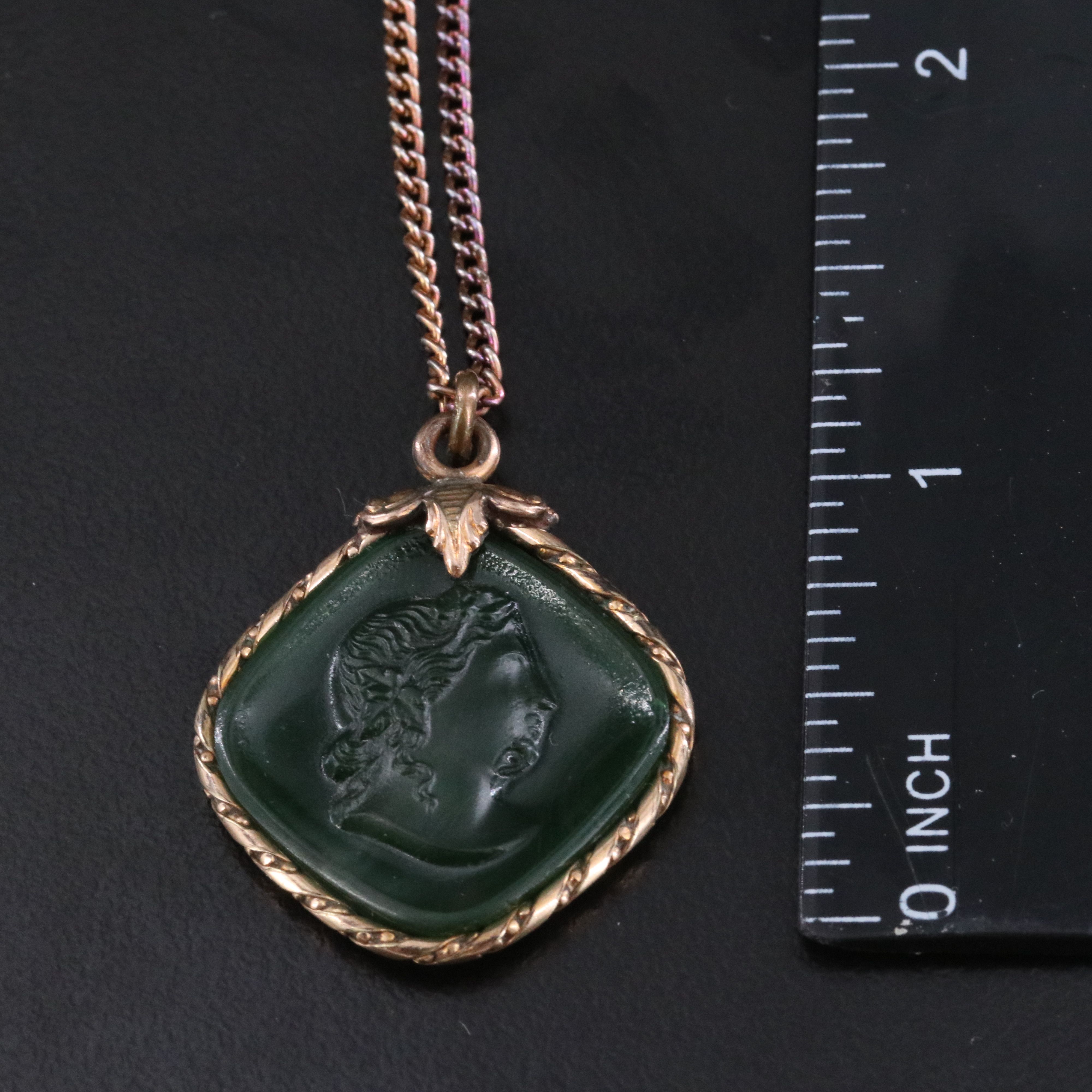 Art Deco Sterling Dionysus & Egyptian Revival Cameo Necklaces