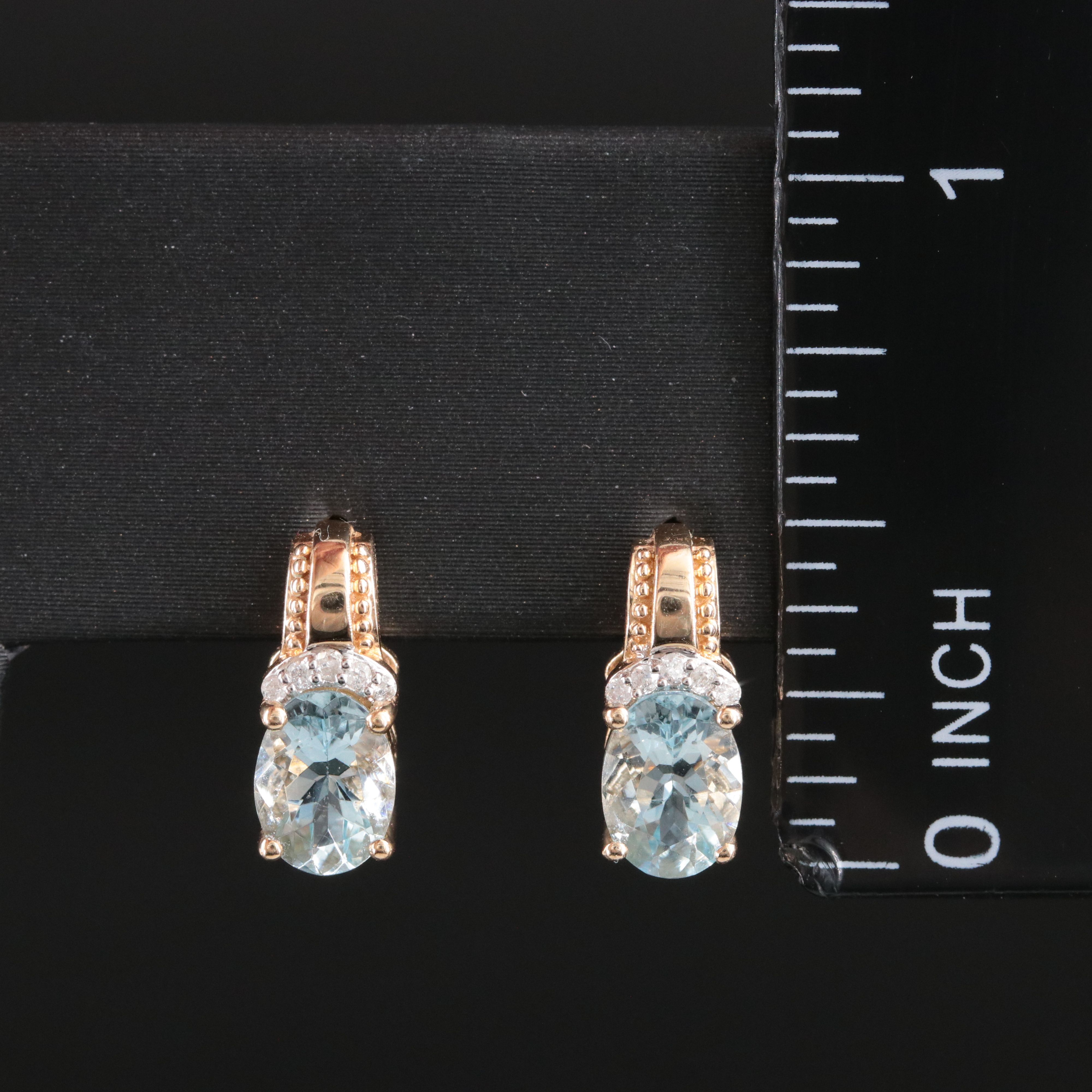 10K Aquamarine and Diamond Earrings