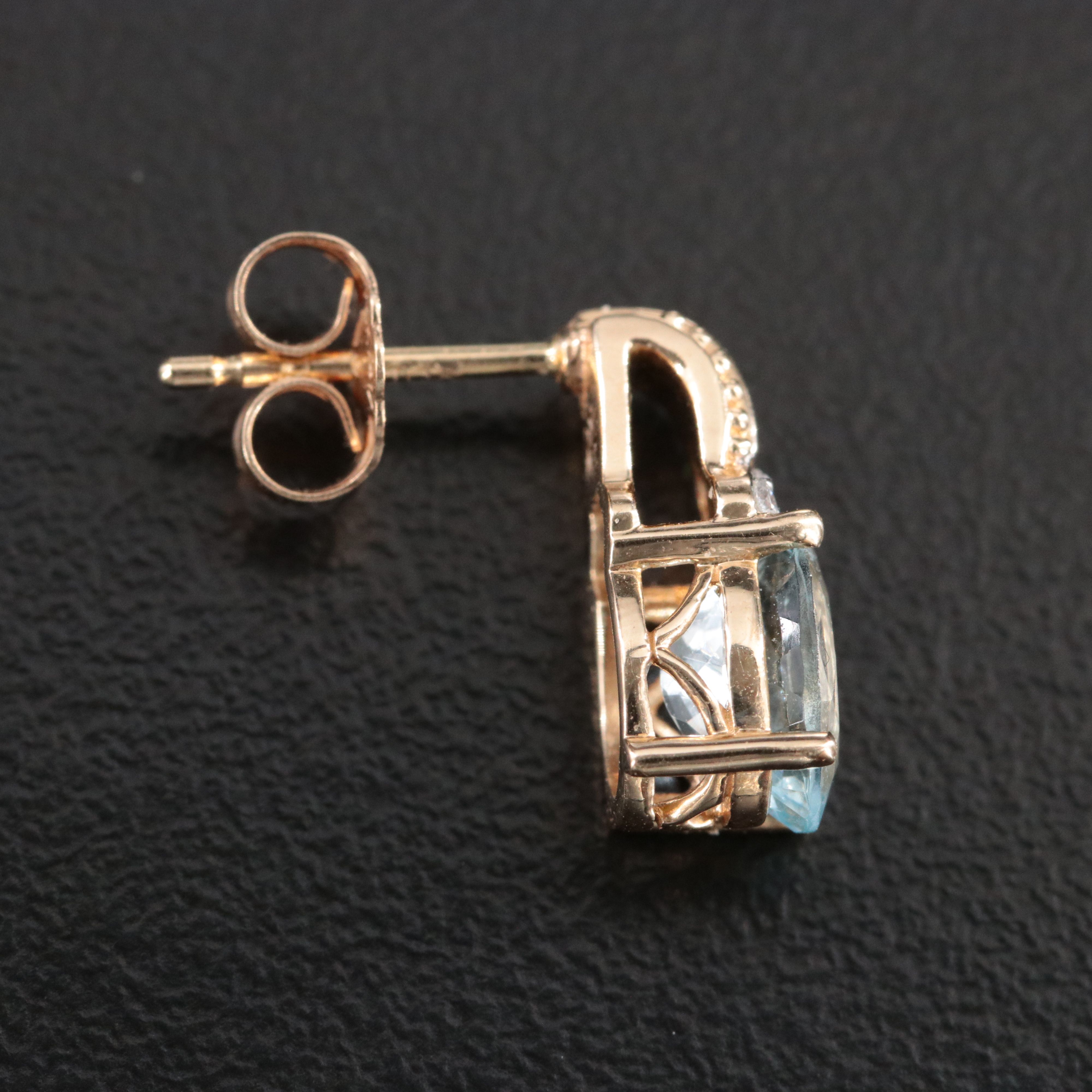 10K Aquamarine and Diamond Earrings