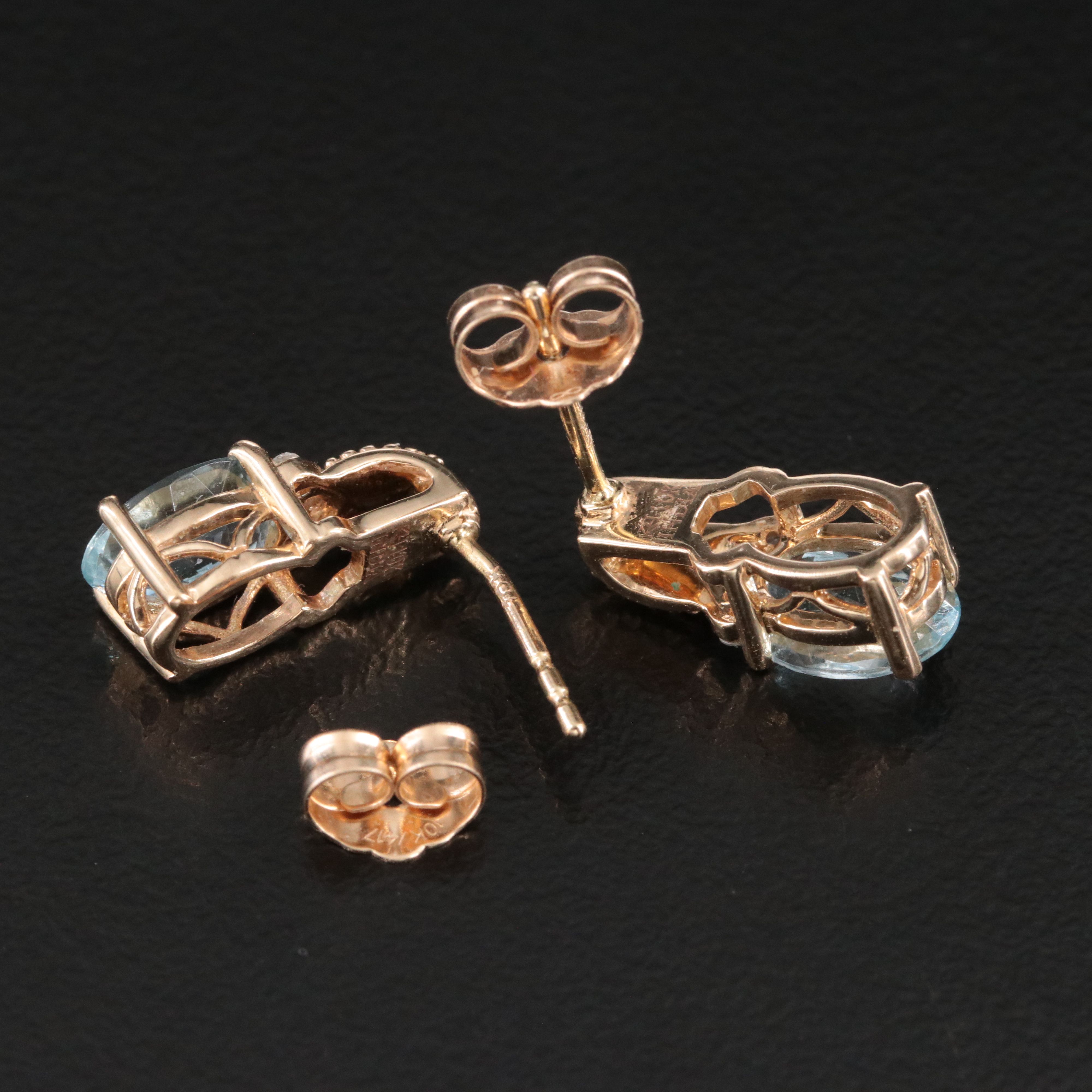 10K Aquamarine and Diamond Earrings