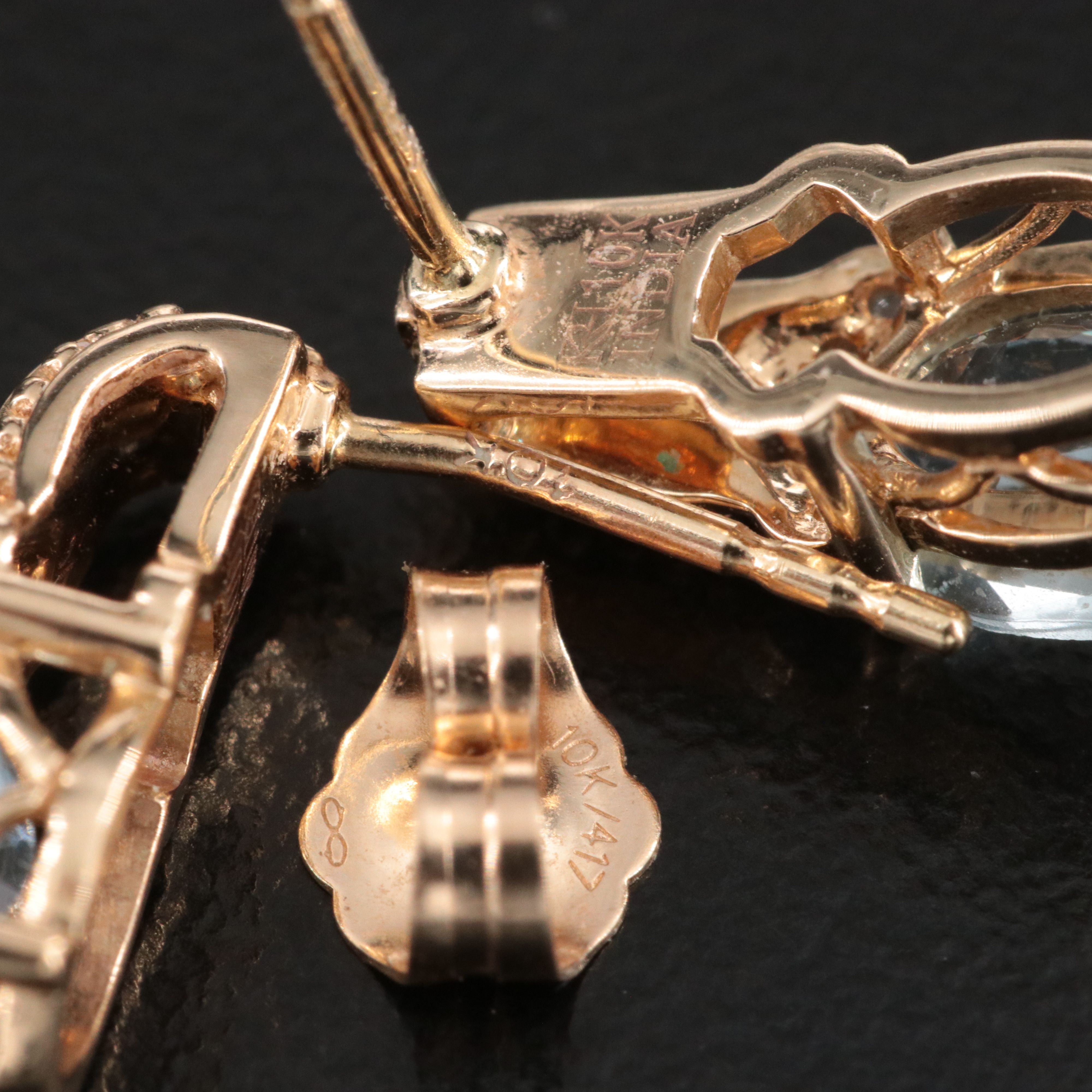 10K Aquamarine and Diamond Earrings