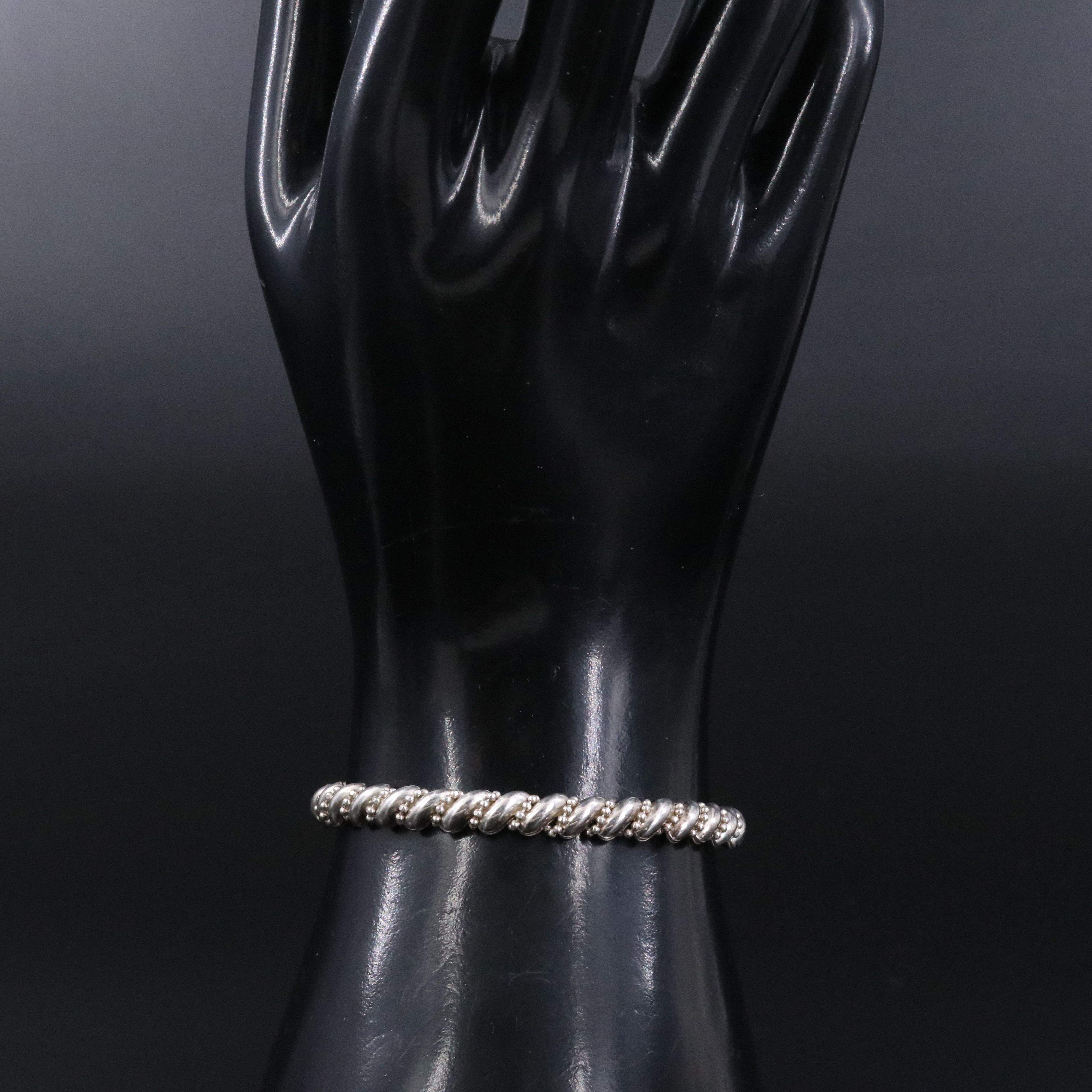 Sterling Fancy and Bead Chain Necklace and Bracelet