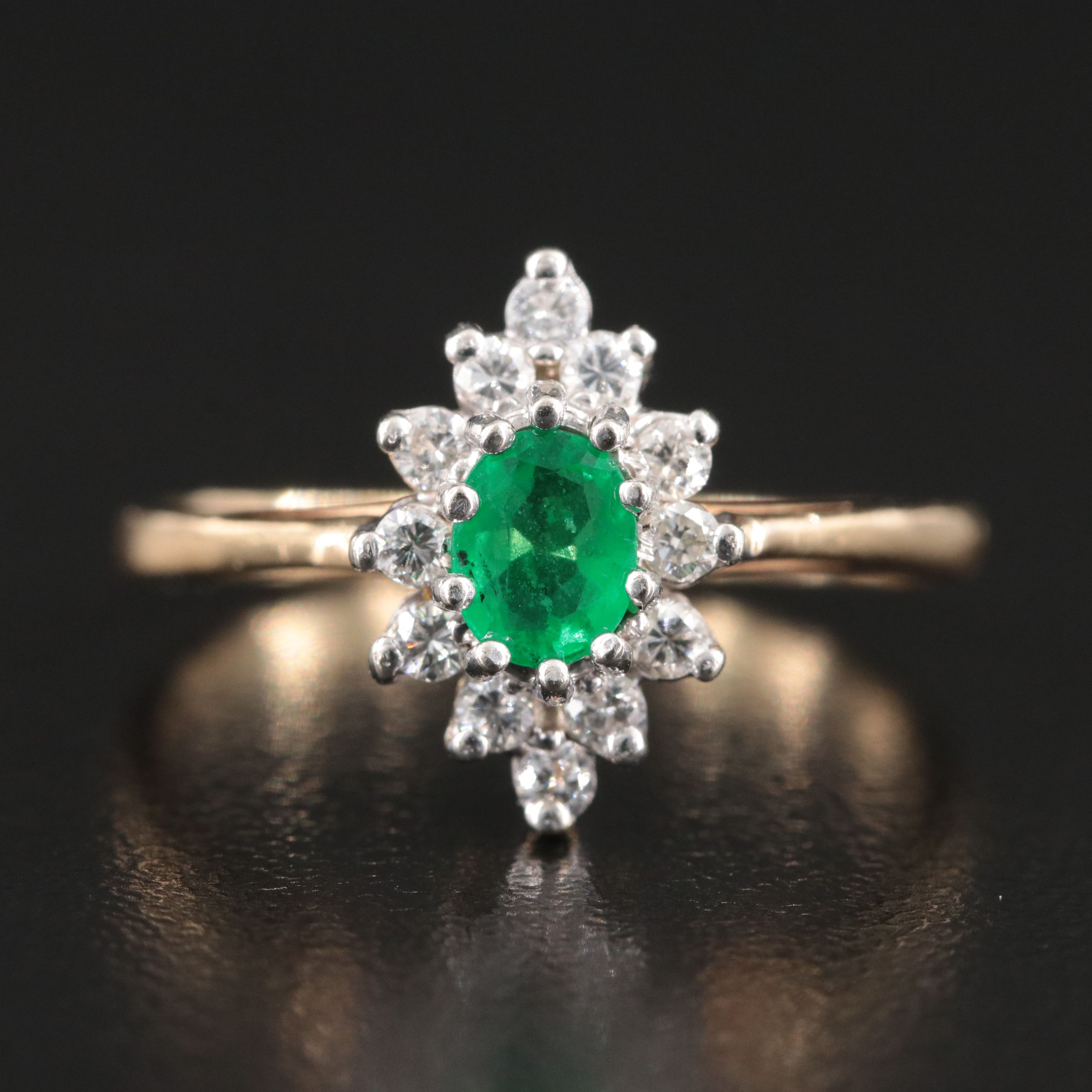 14K Emerald and Diamond Ring