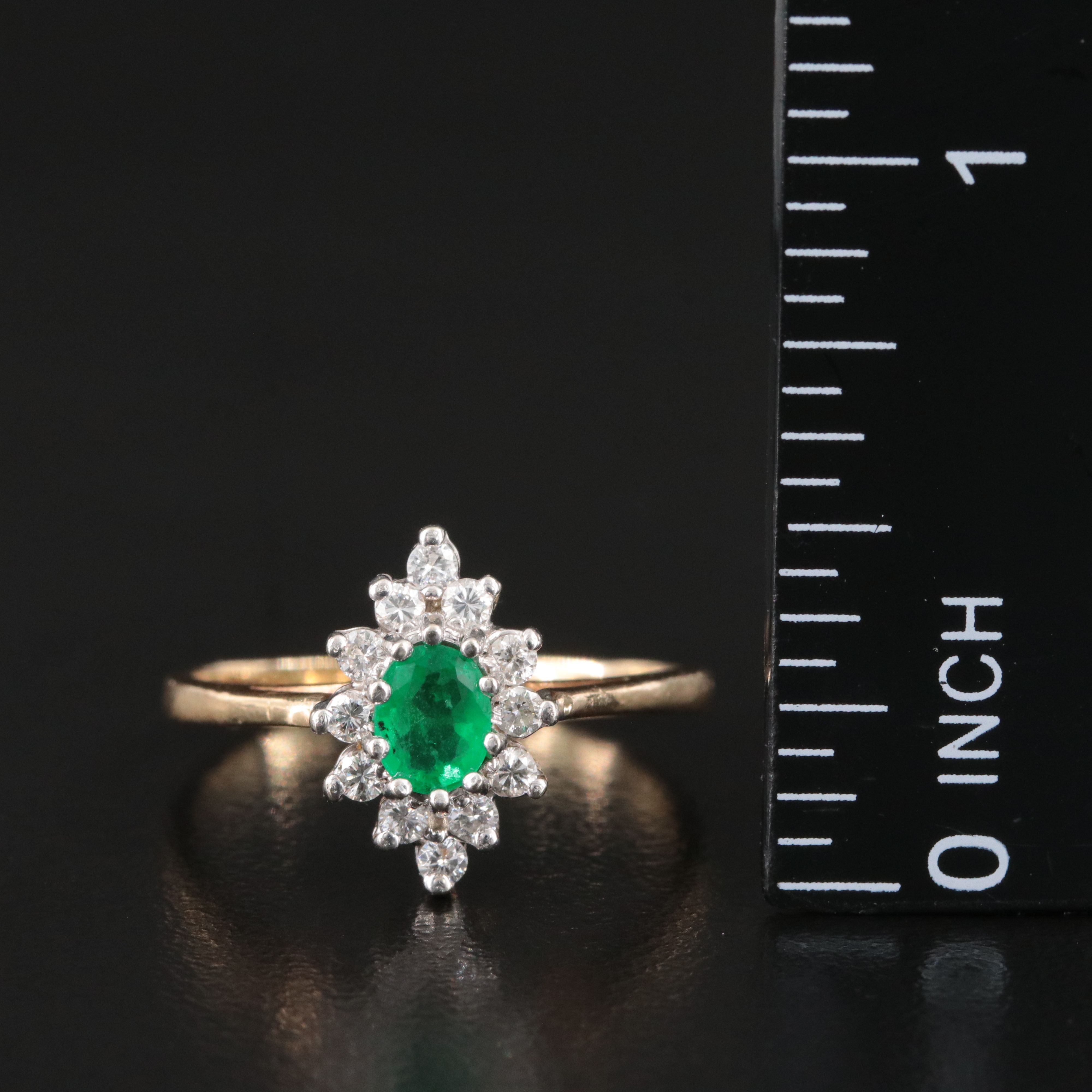 14K Emerald and Diamond Ring