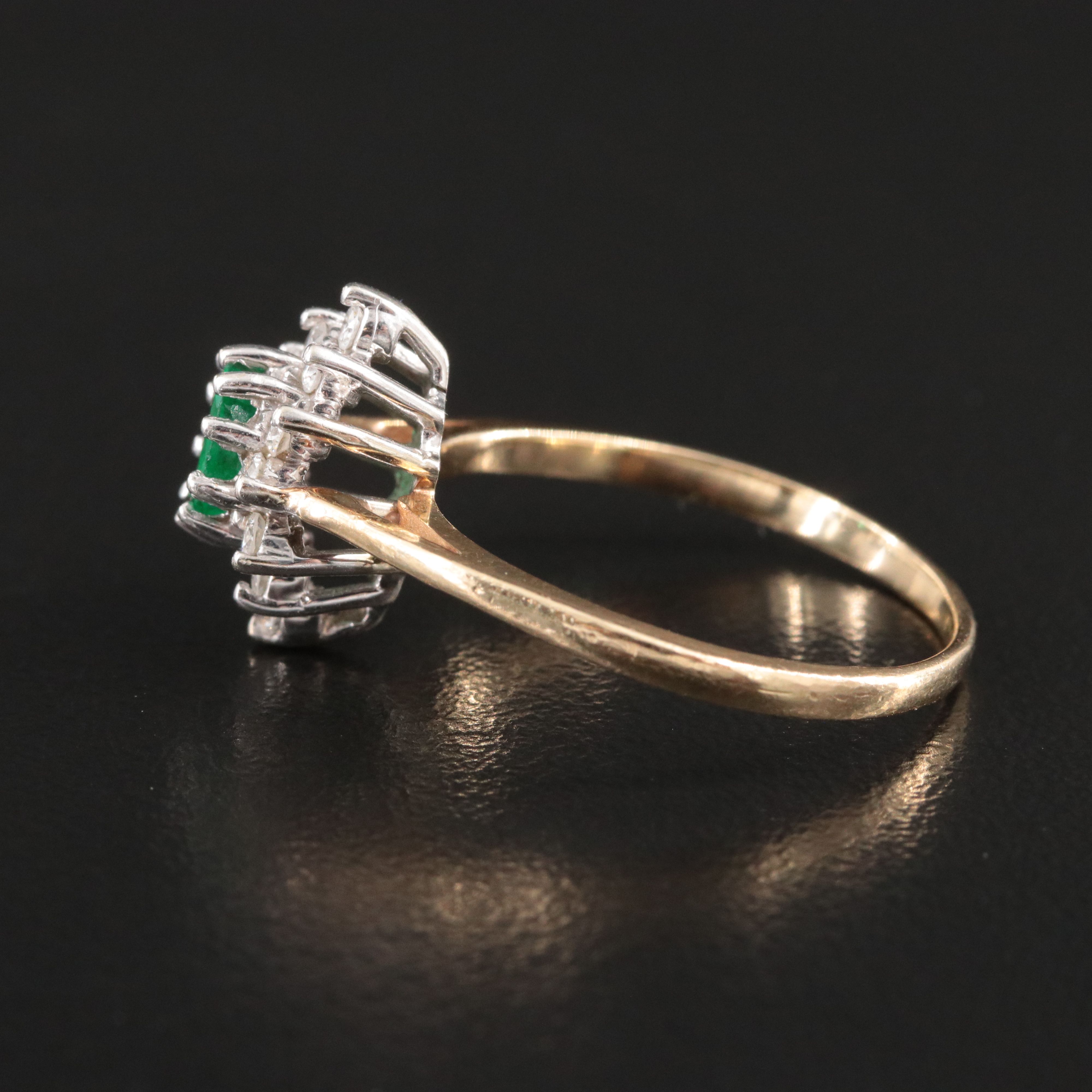 14K Emerald and Diamond Ring