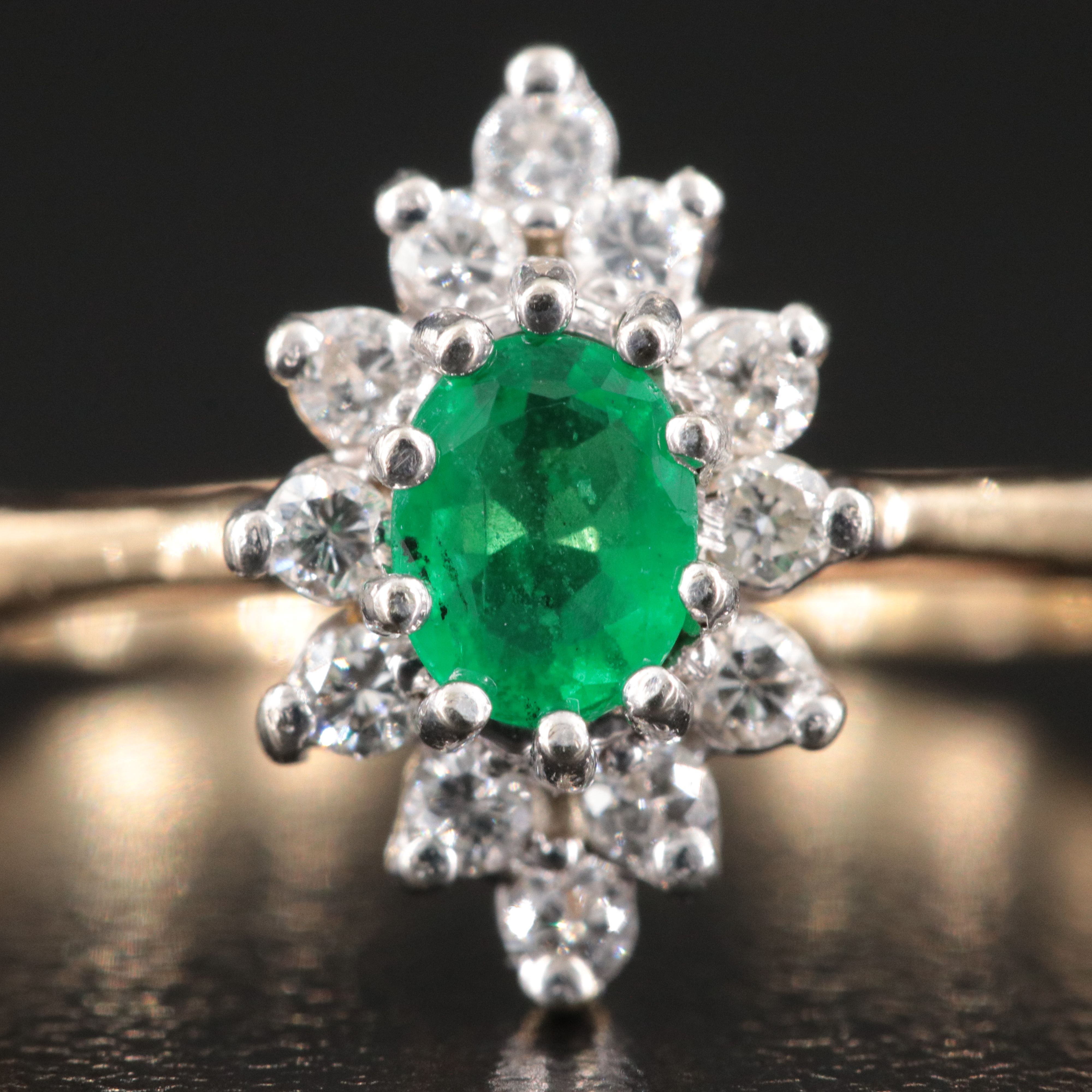 14K Emerald and Diamond Ring