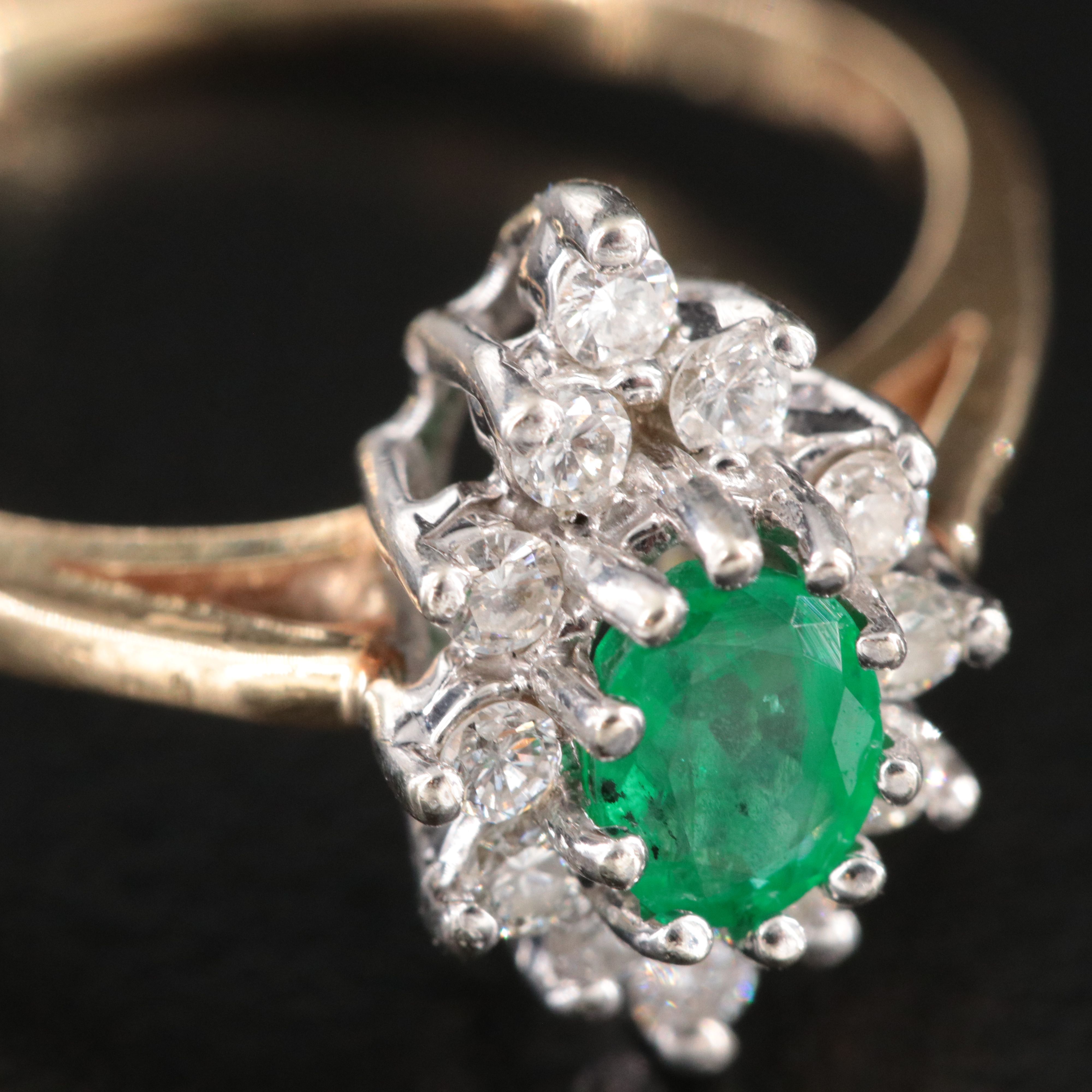 14K Emerald and Diamond Ring