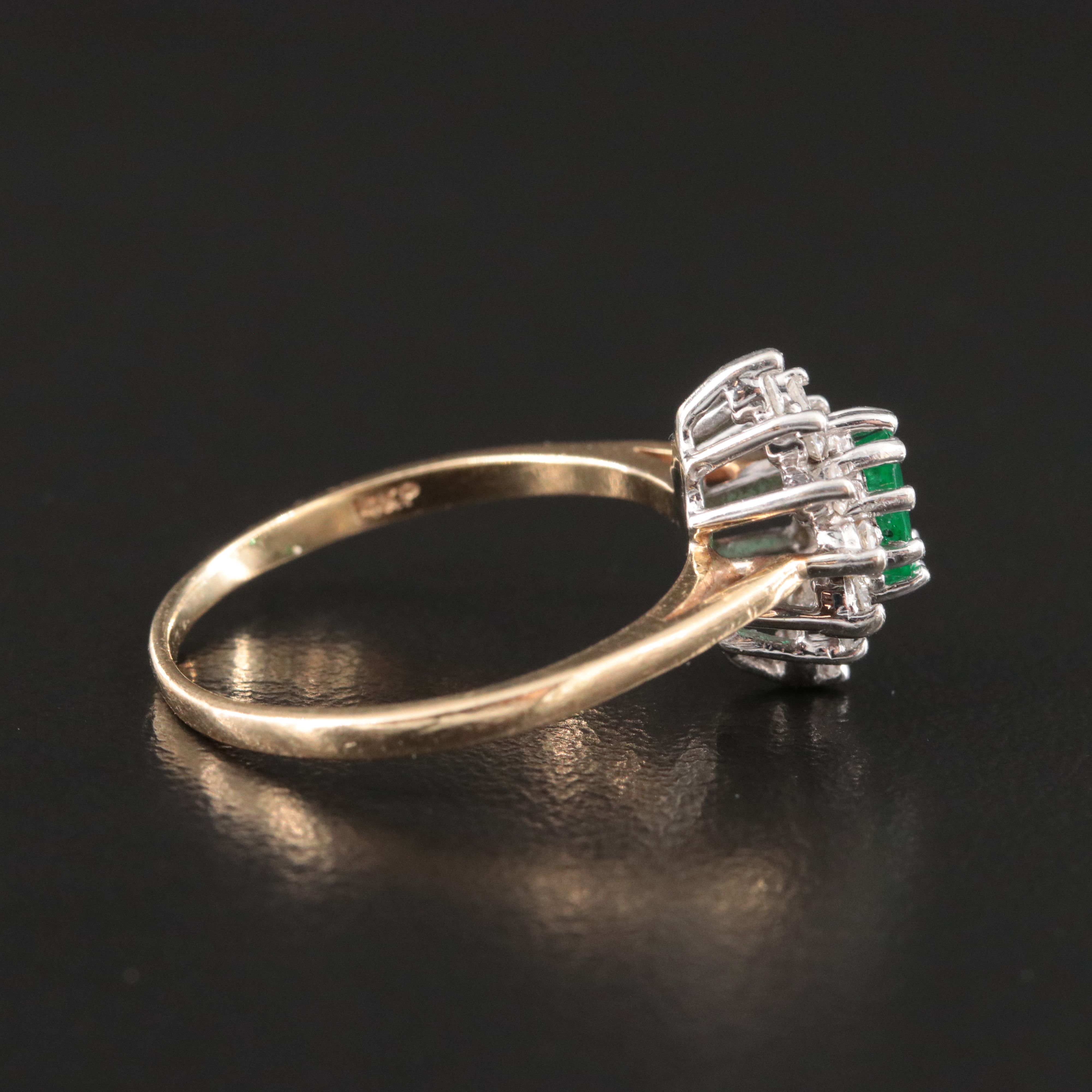 14K Emerald and Diamond Ring
