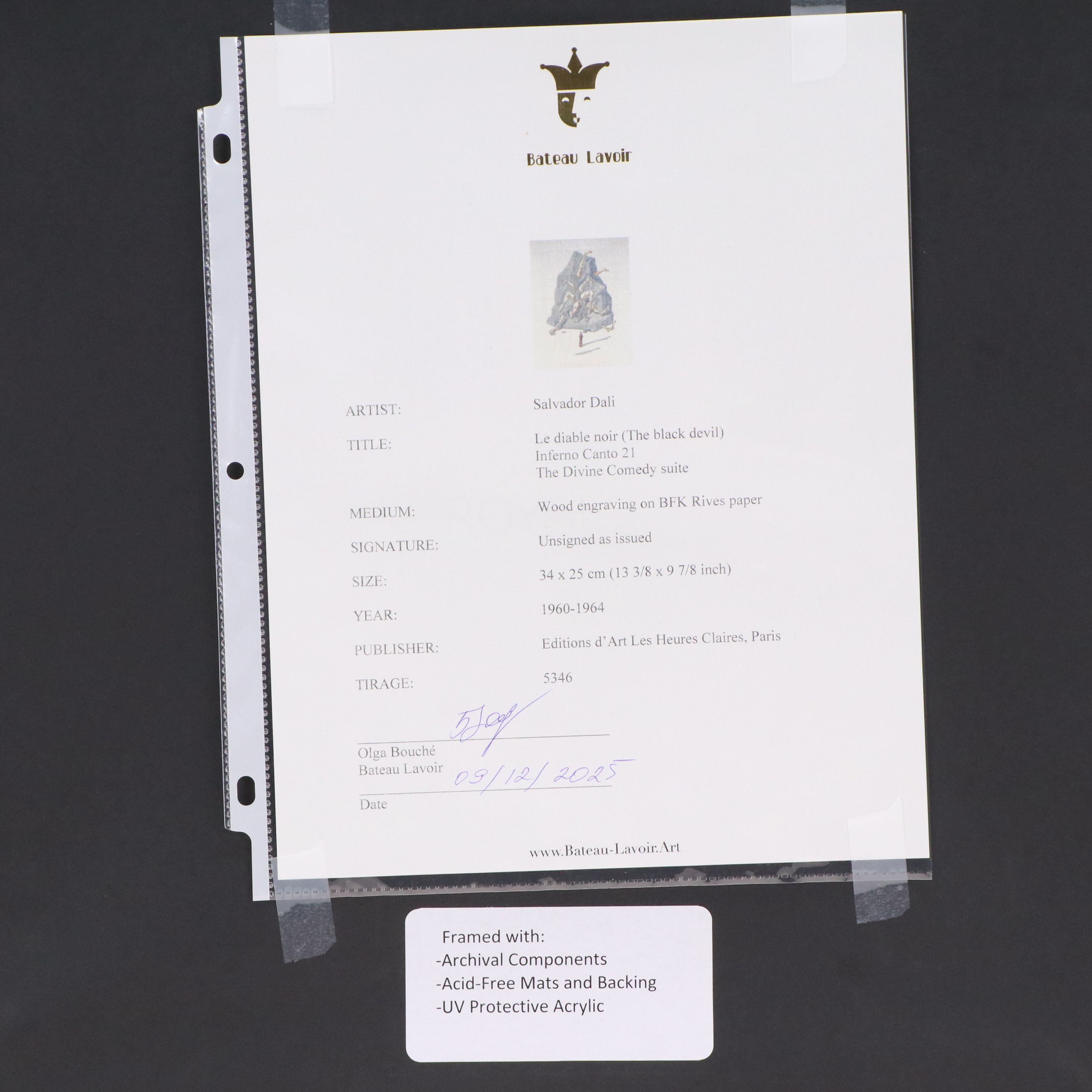 Salvador Dali Wood Engraving "Les habitants de Prato," 1960 - 1964