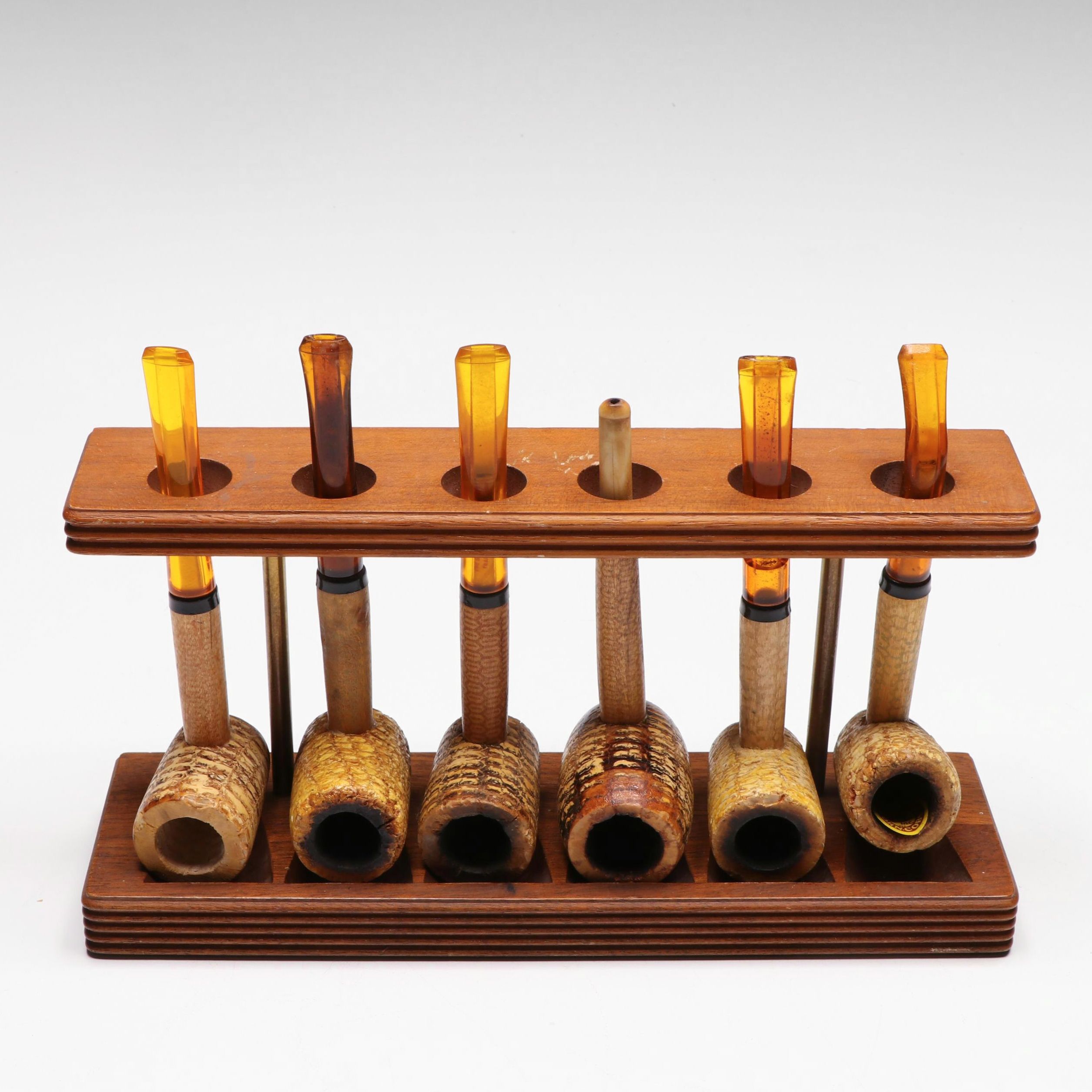 Hirschl & Bendheim and Other Corncob Pipes with Stand