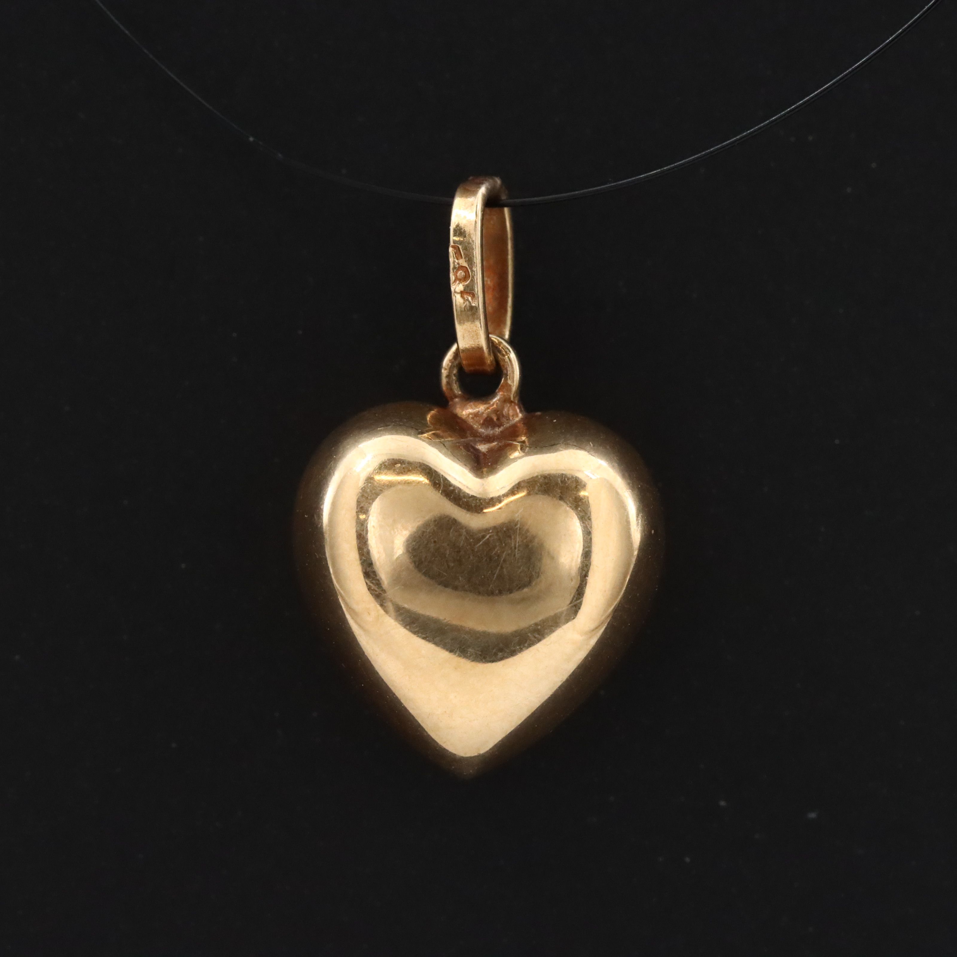 14K Puff Heart Pendant