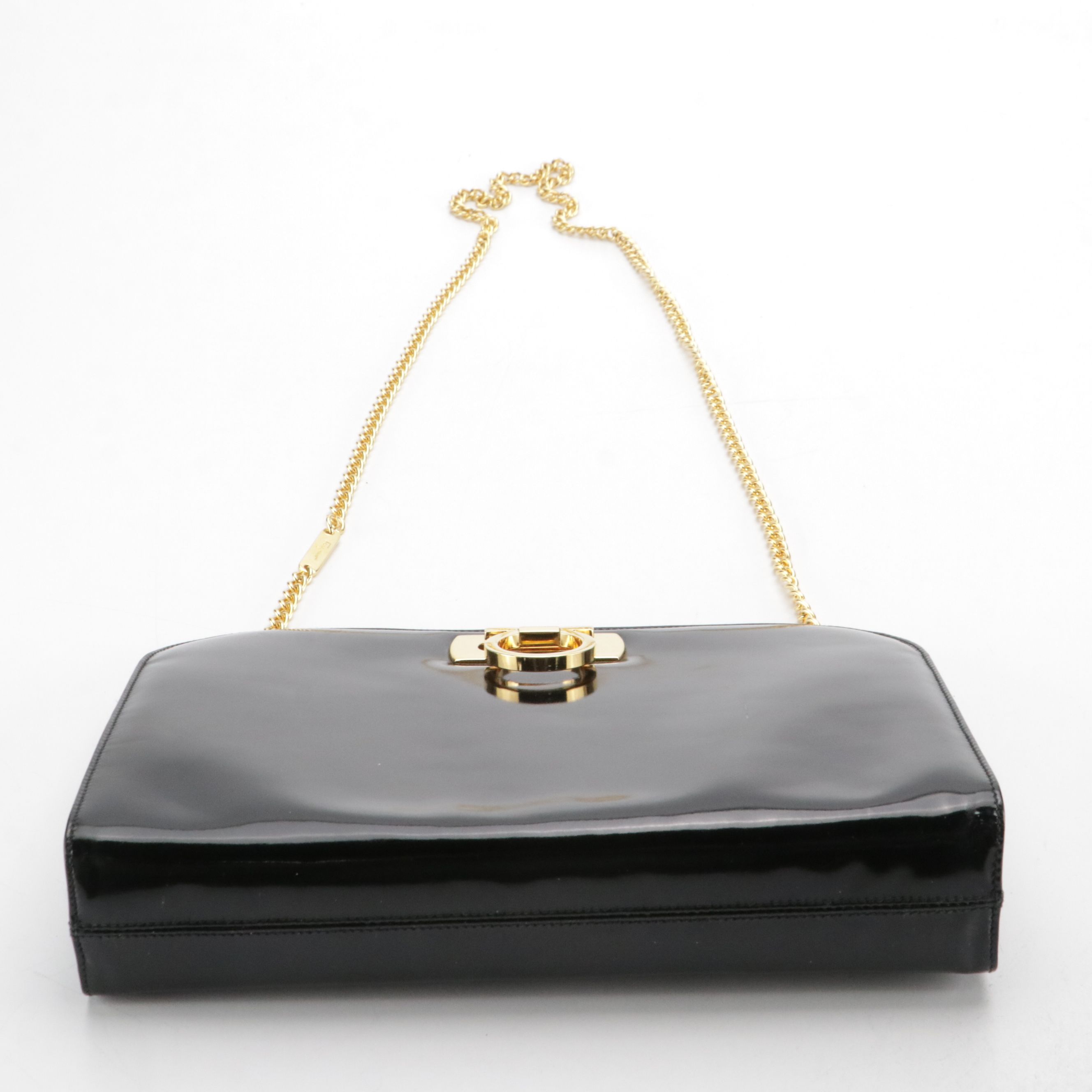 Salvatore Ferragamo Gancini Convertible Clutch in Patent Leather